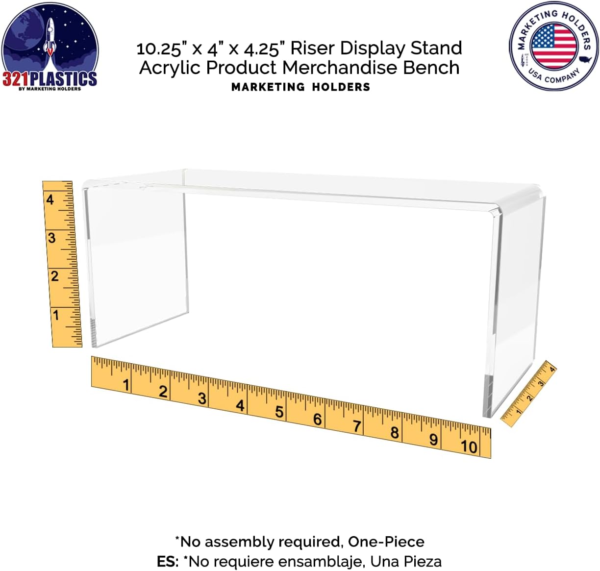 Clear Acrylic Riser Display 10 Wide x 4 Deep