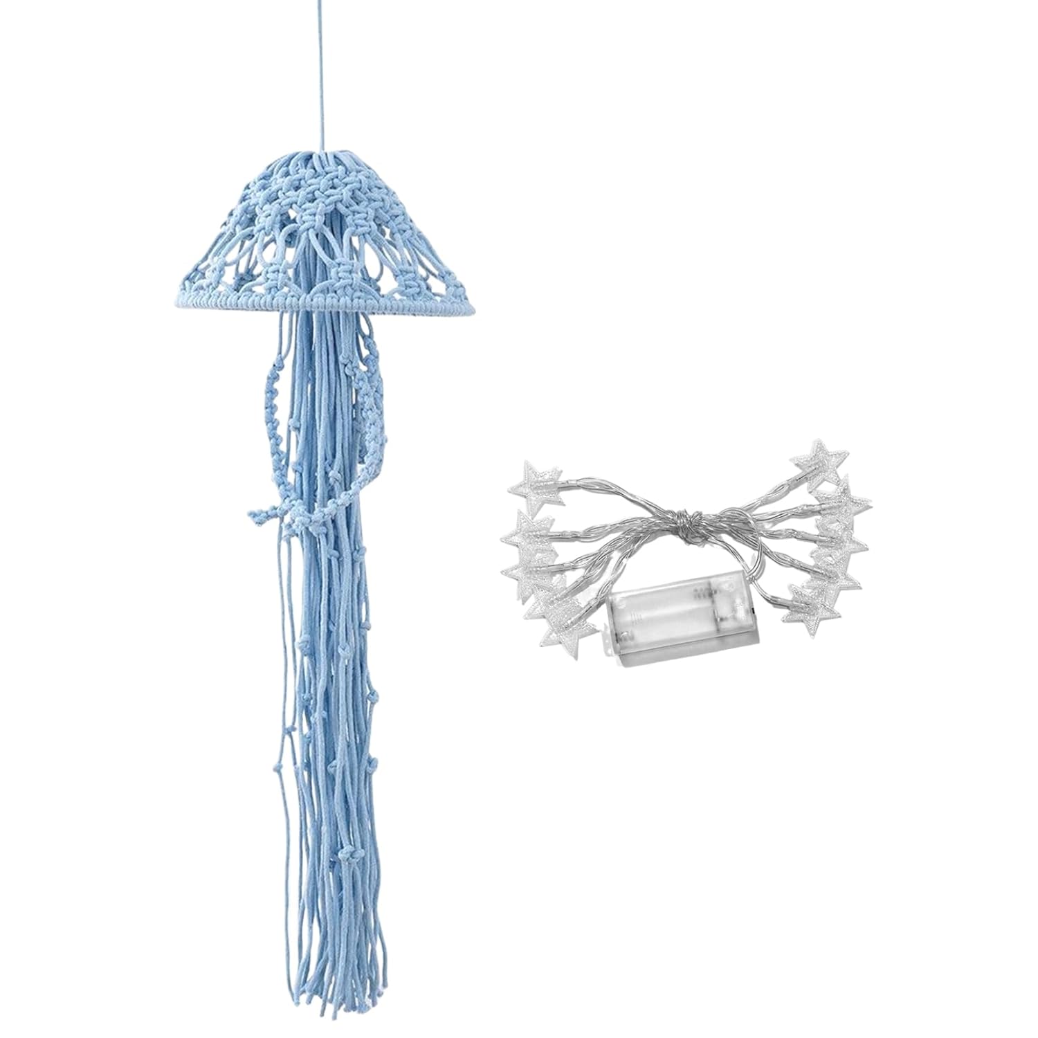 Gcroet Jellyfish Macrame Wall Hanging with LED Light