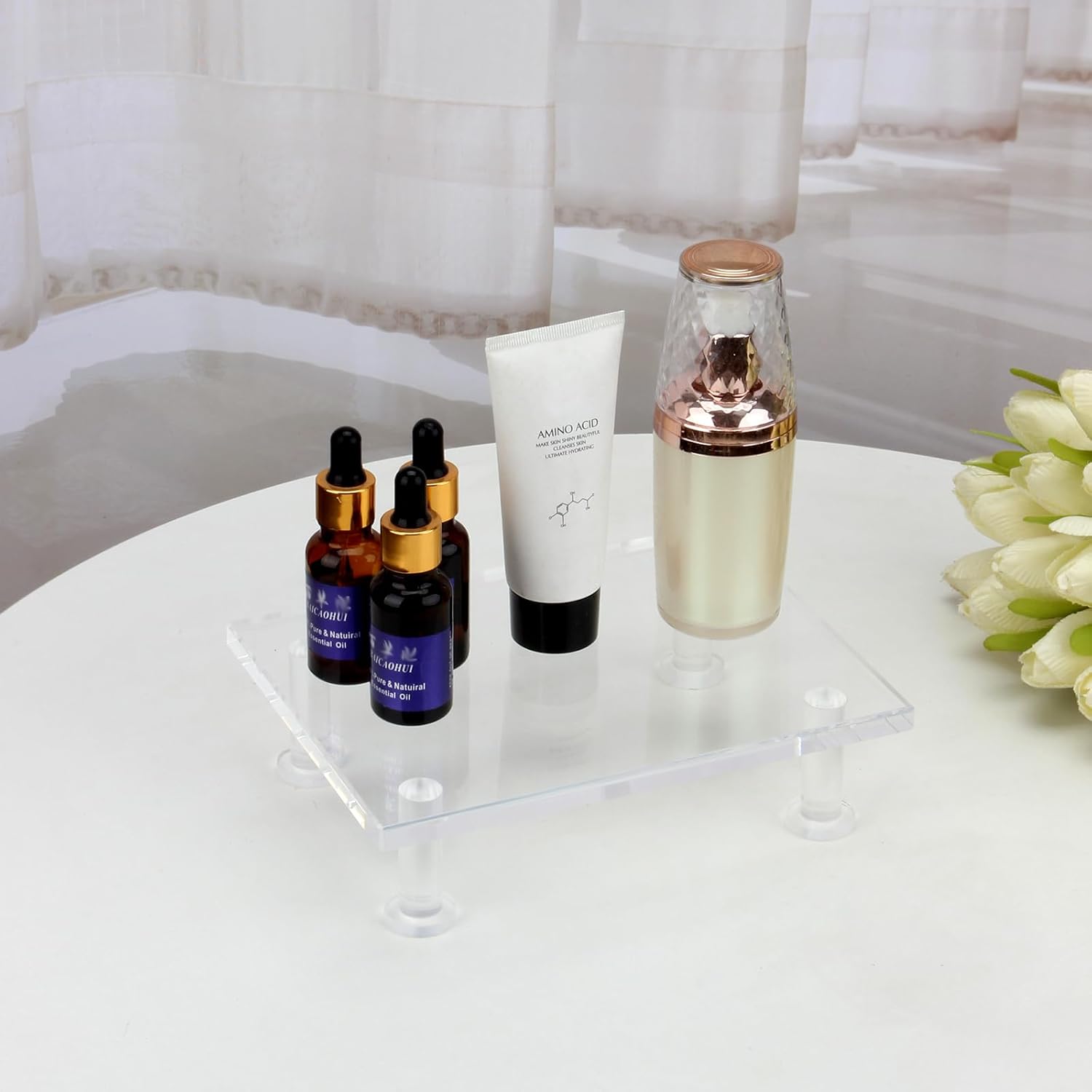 Clear Acrylic Pedestal Tray for Home Display