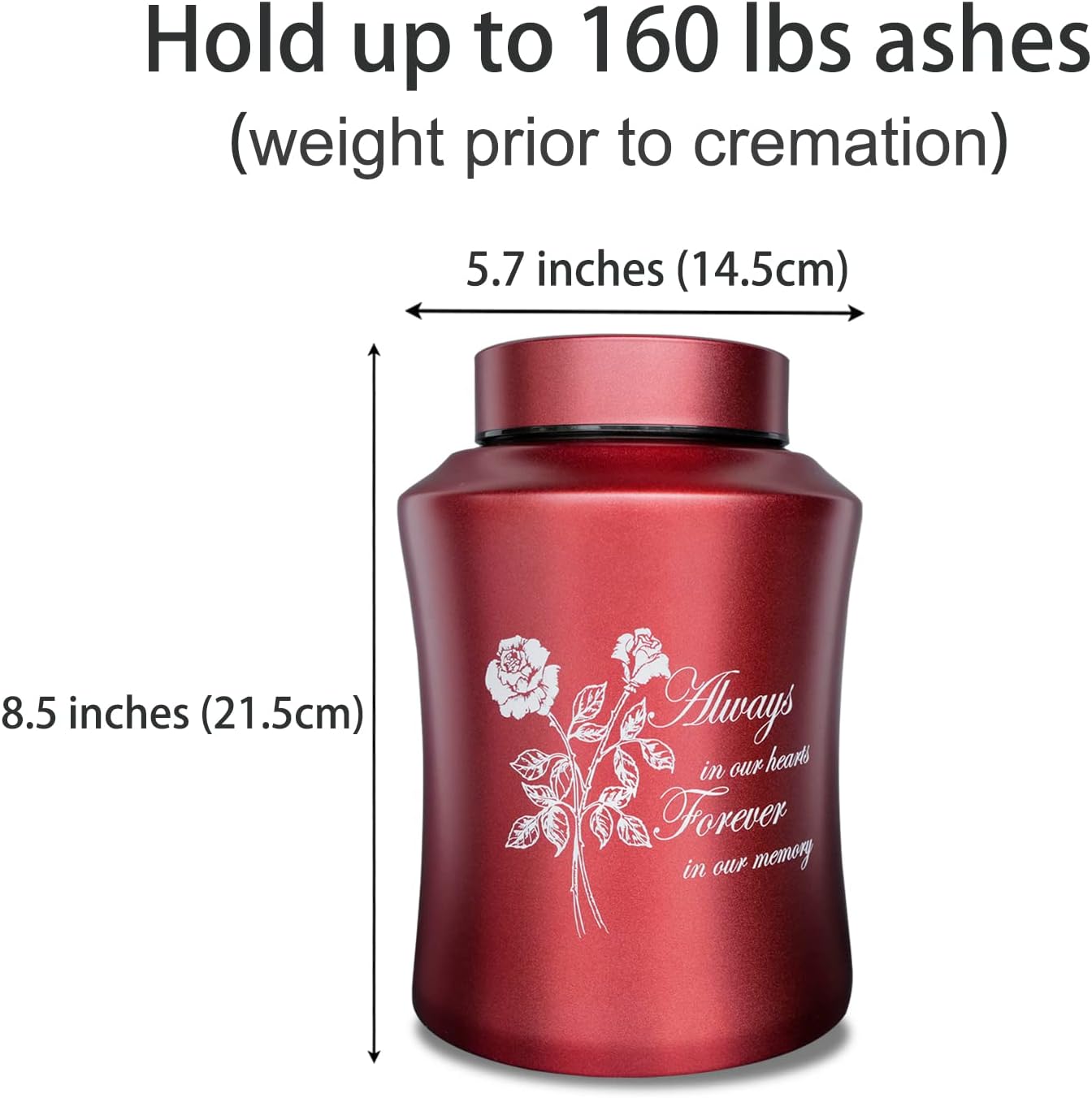 Large Cremation Urns for Adult Ashes Rose of Love Design