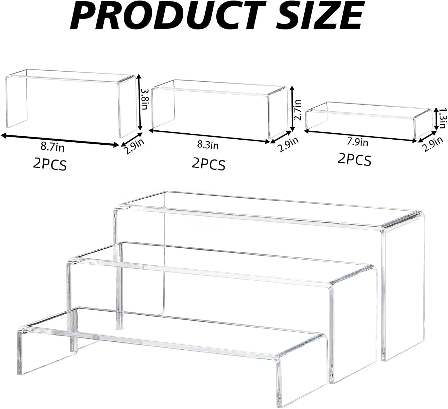 Yieach 6 Pcs Clear Acrylic Risers Display Stand