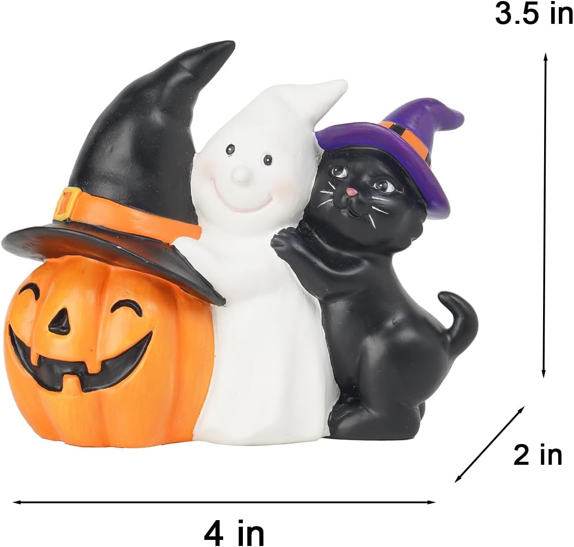 Newman House Studio Halloween Ghost and Cat Figurine Set