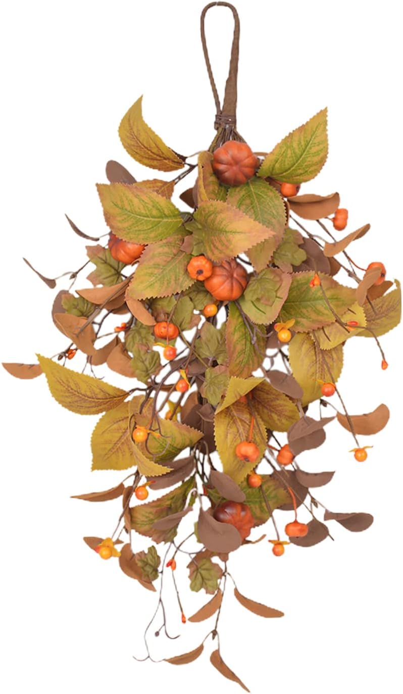 JUOPZKENN Fall Teardrop Swag for Front Door Decor