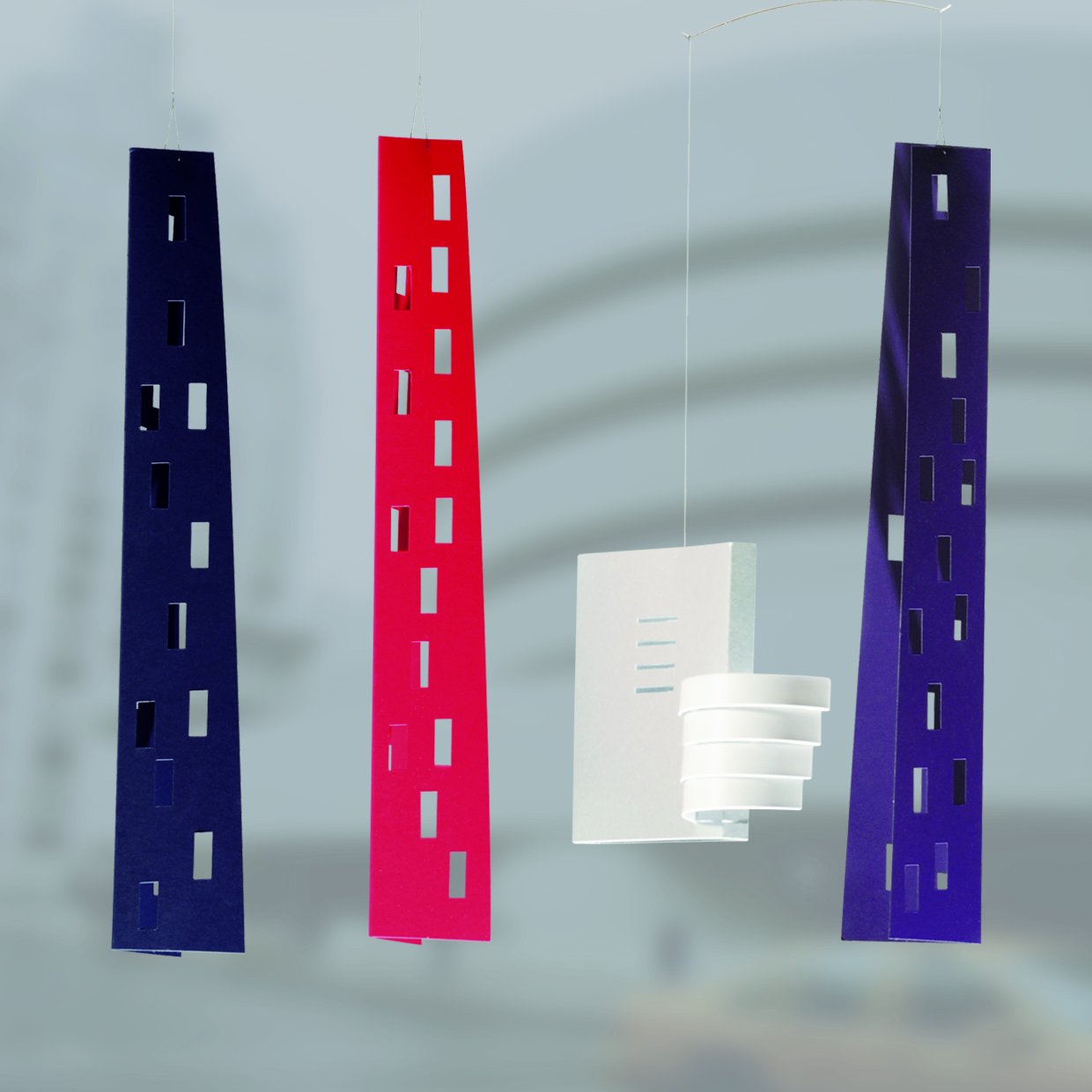Guggenheim Building Hanging Mobile - 24 Inches Handmade in Denmark