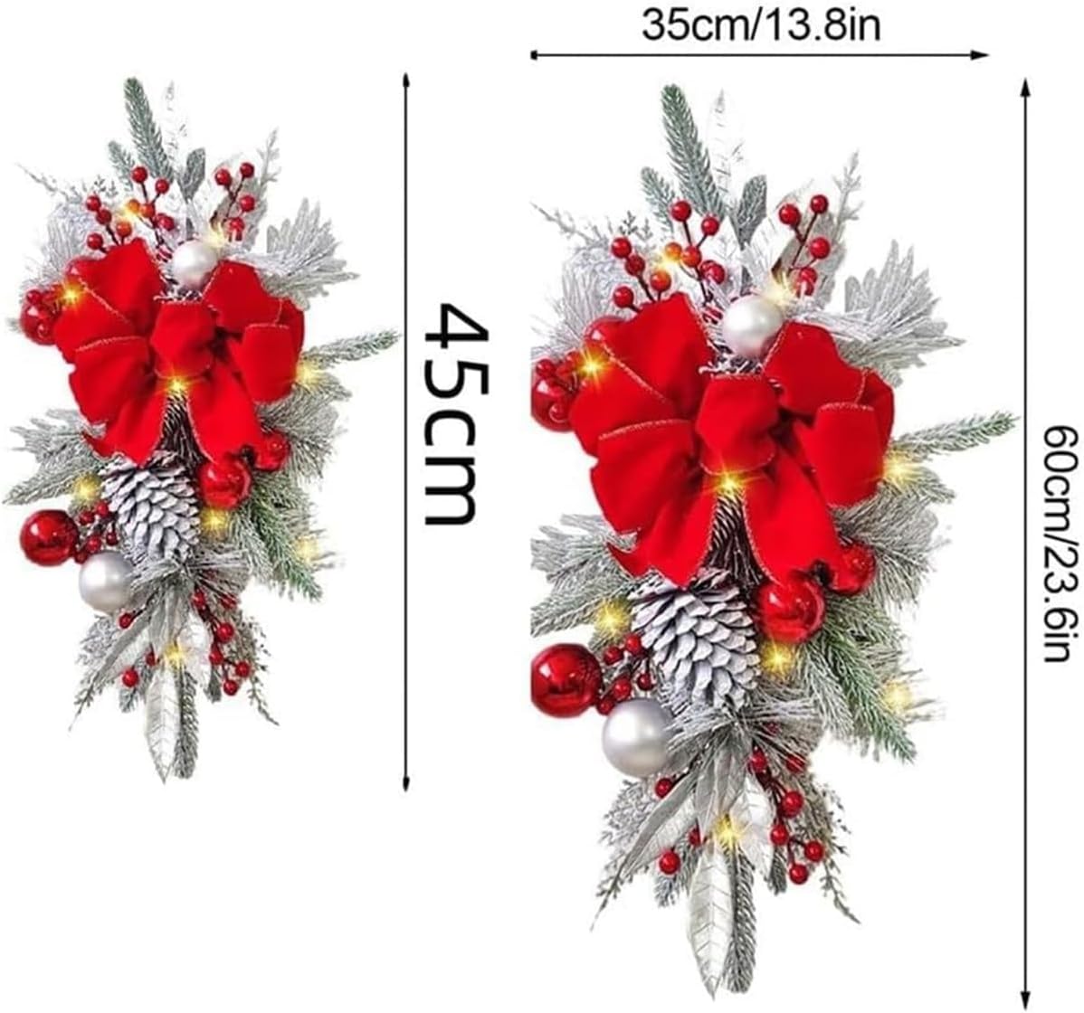 Artificial Christmas Teardrop Swags Pre Lit Staircase Decoration