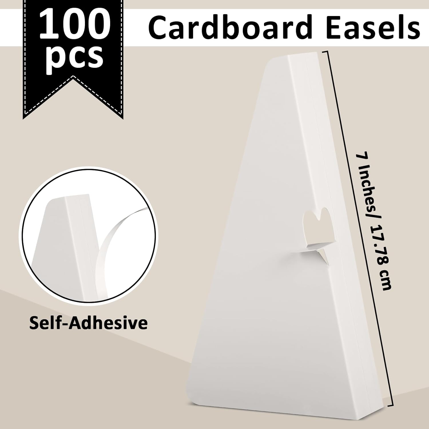 100 PCS 7 Inch Self Stick Cardboard Easel Backs for Display