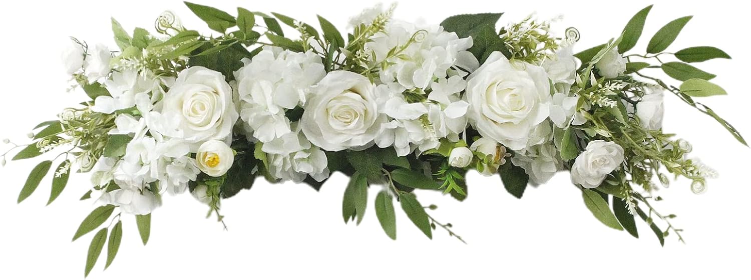 256 Inch Artificial Rose Flower Swag with Green Leaves
