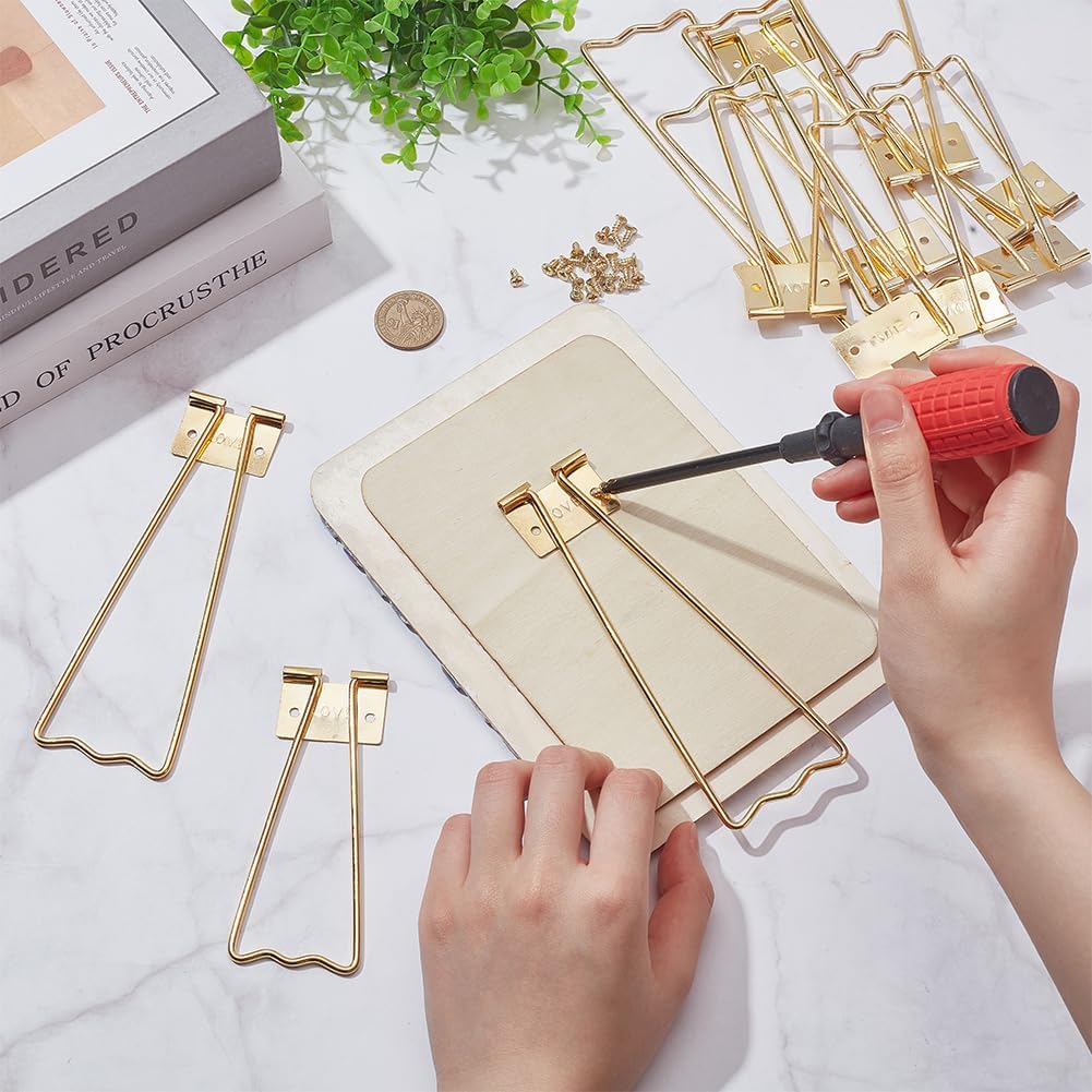 Fingerinspire 12pcs Photo Frame Easel Back Stand with 24pcs Screws
