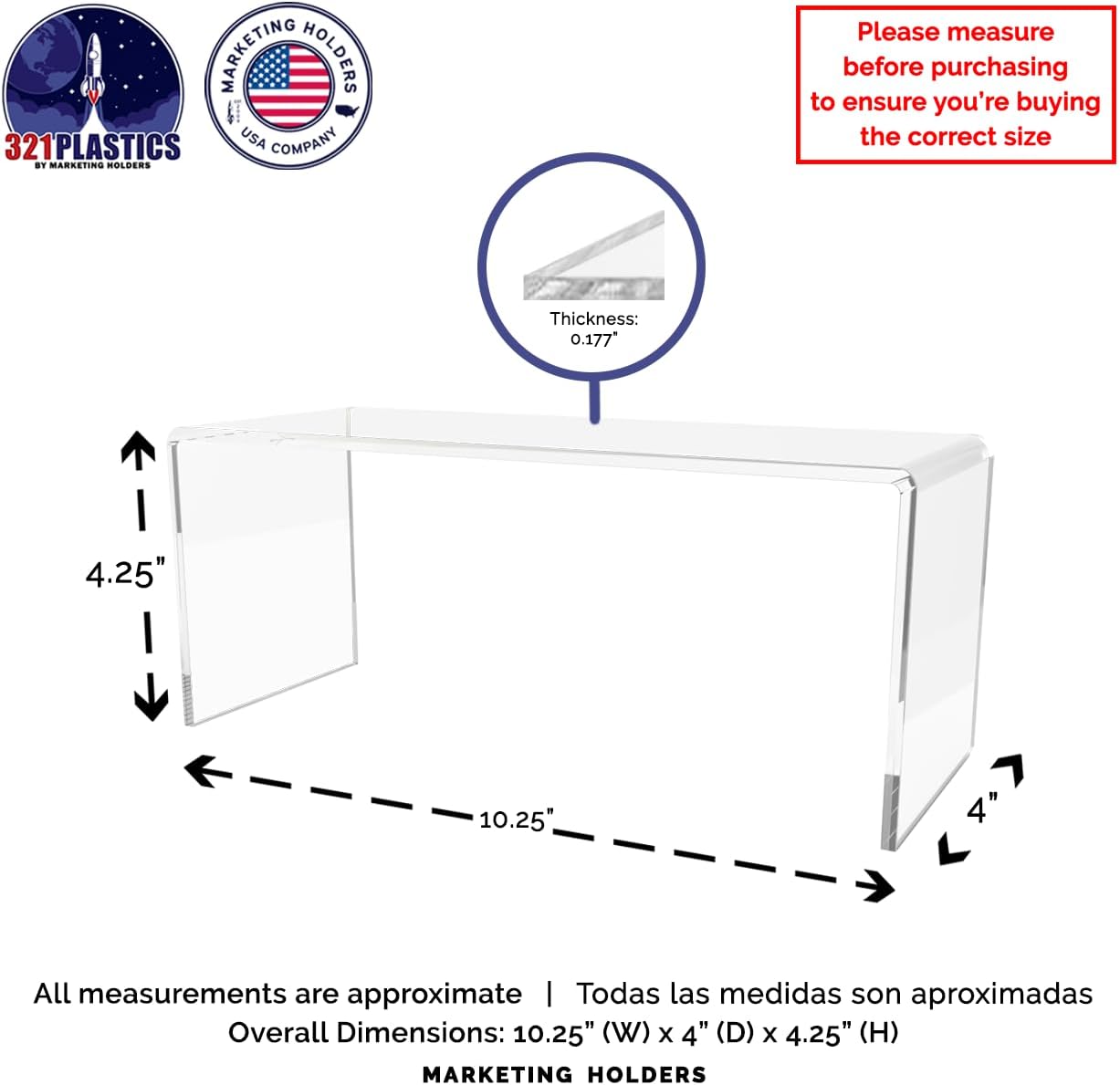 Clear Acrylic Riser Display 10 Wide x 4 Deep
