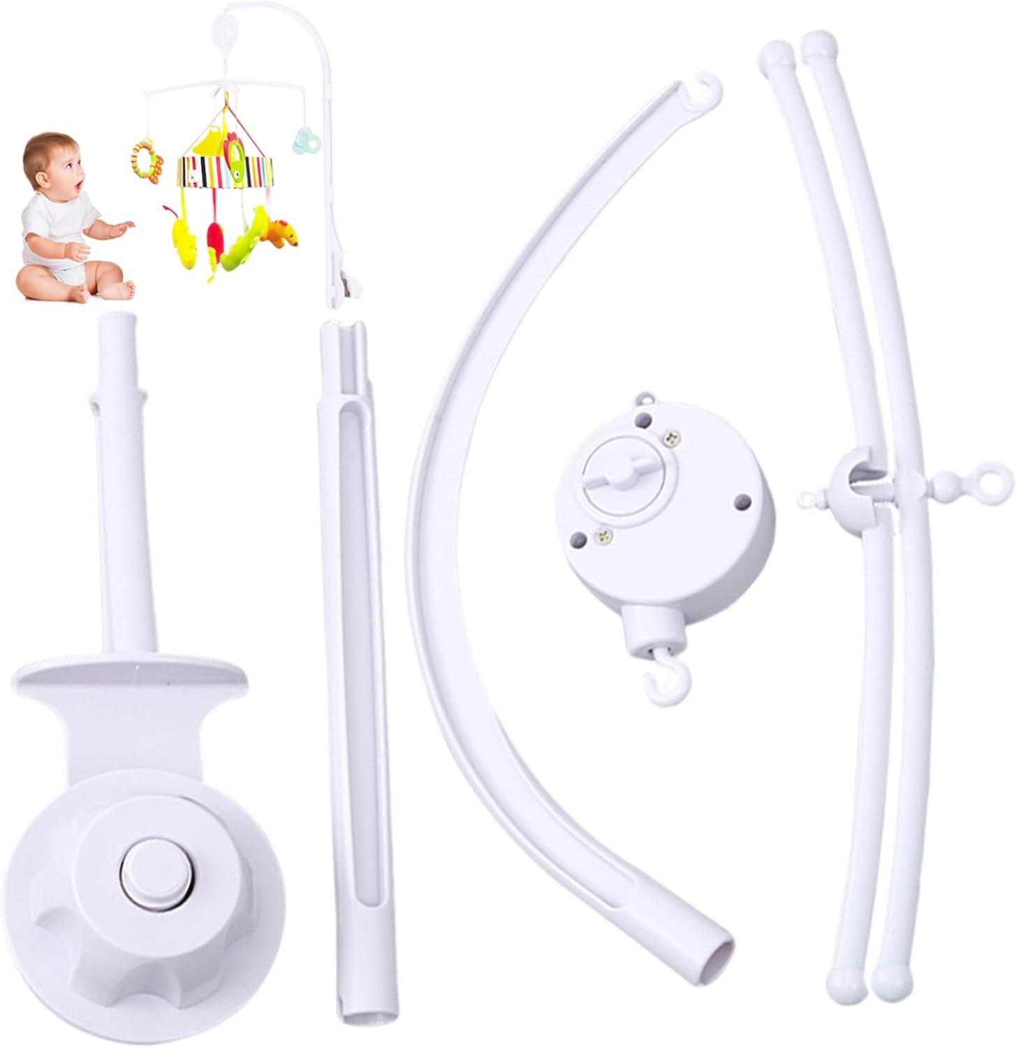 Mobile Holder for Crib with 360 Rotating Music Box