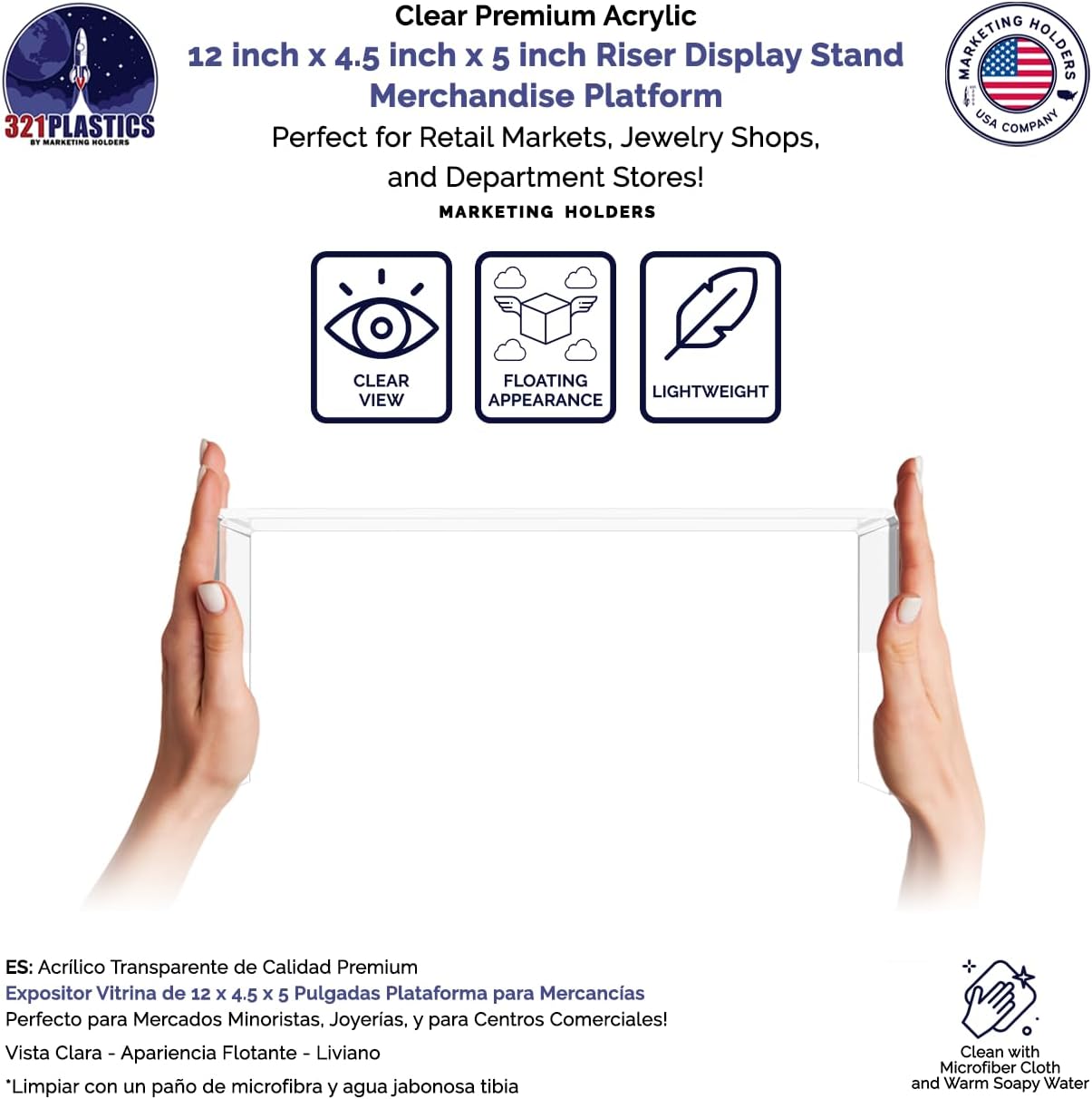 Marketing Holders Acrylic Display Riser Stand 12x45 Inch