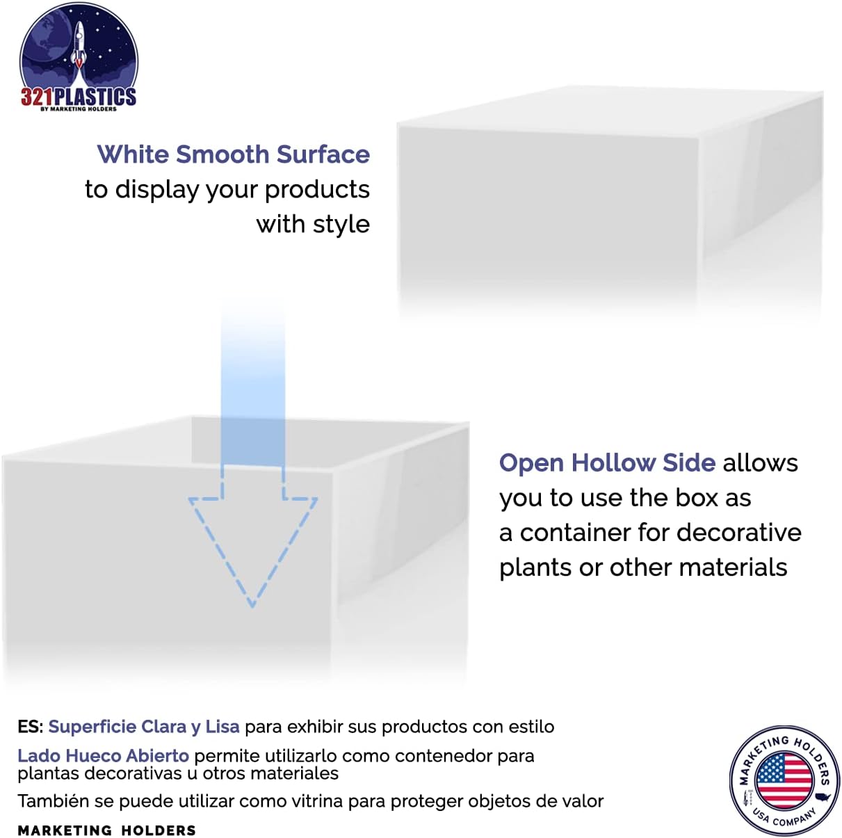 White Acrylic Display Cube Pedestal 12x12x42 Inch