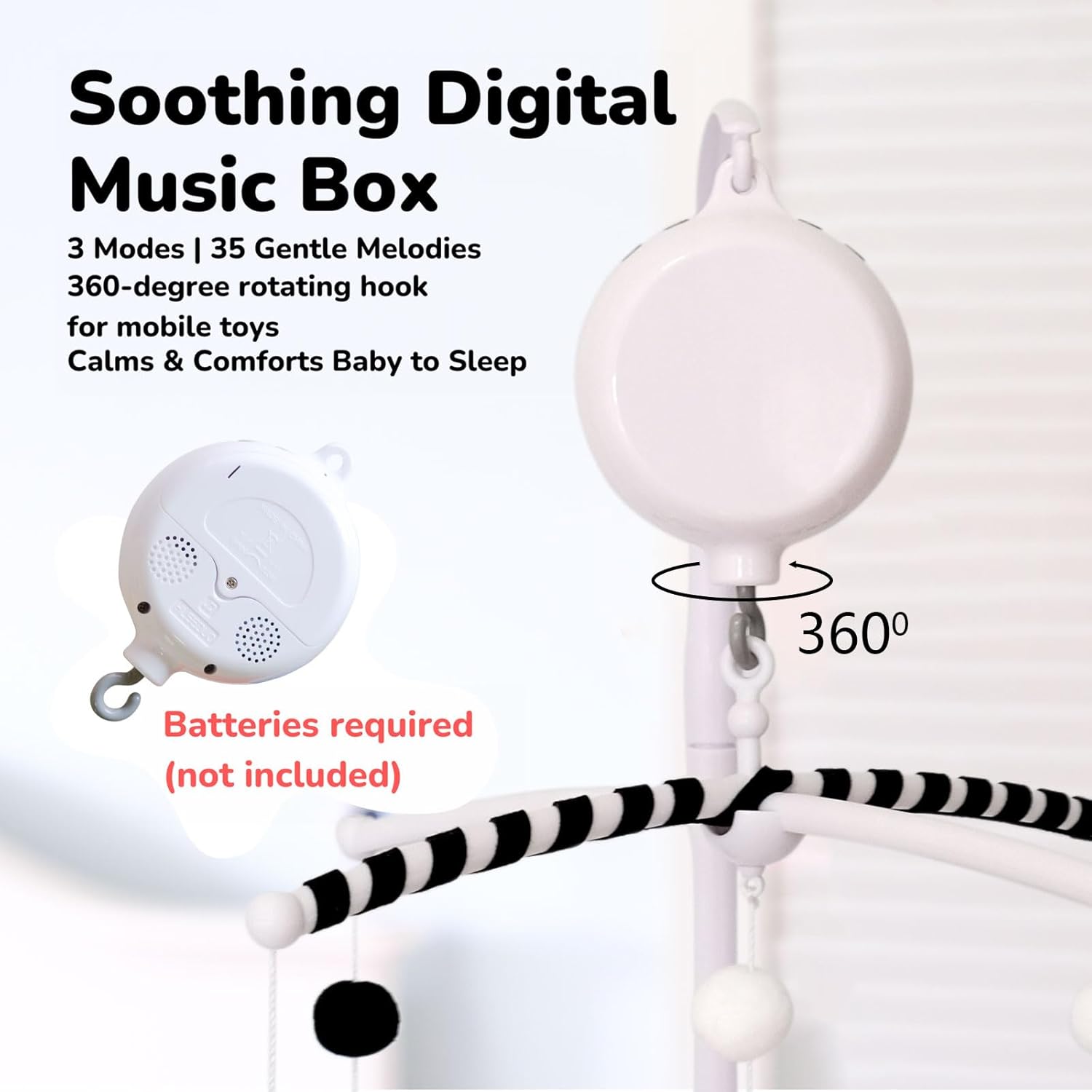 Crib Mobile Arm with Music Box and 35 Lullabies