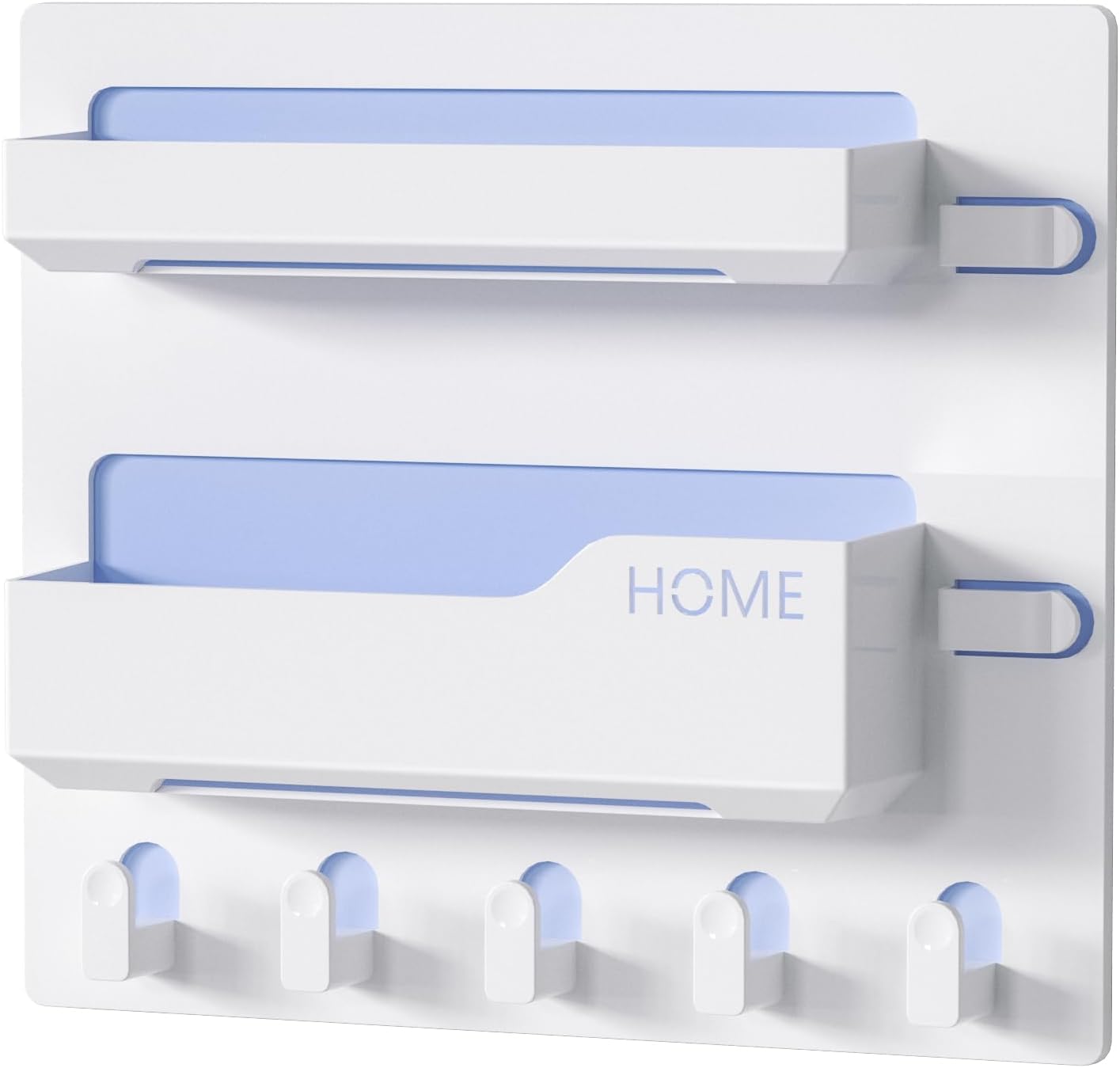 Bedside Shelf Wall Mount Organizer with Hooks and Cable Clips
