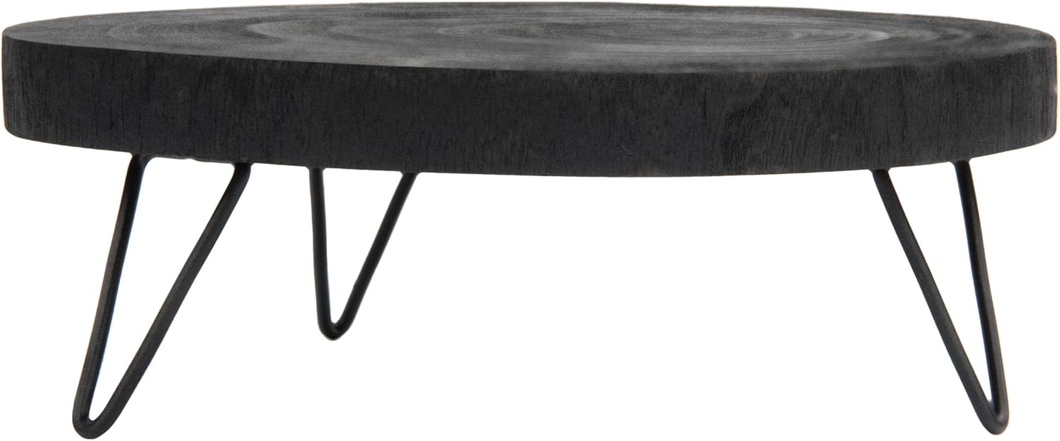 Creative Co-Op Paulownia Wood Pedestal Black 11 Inch