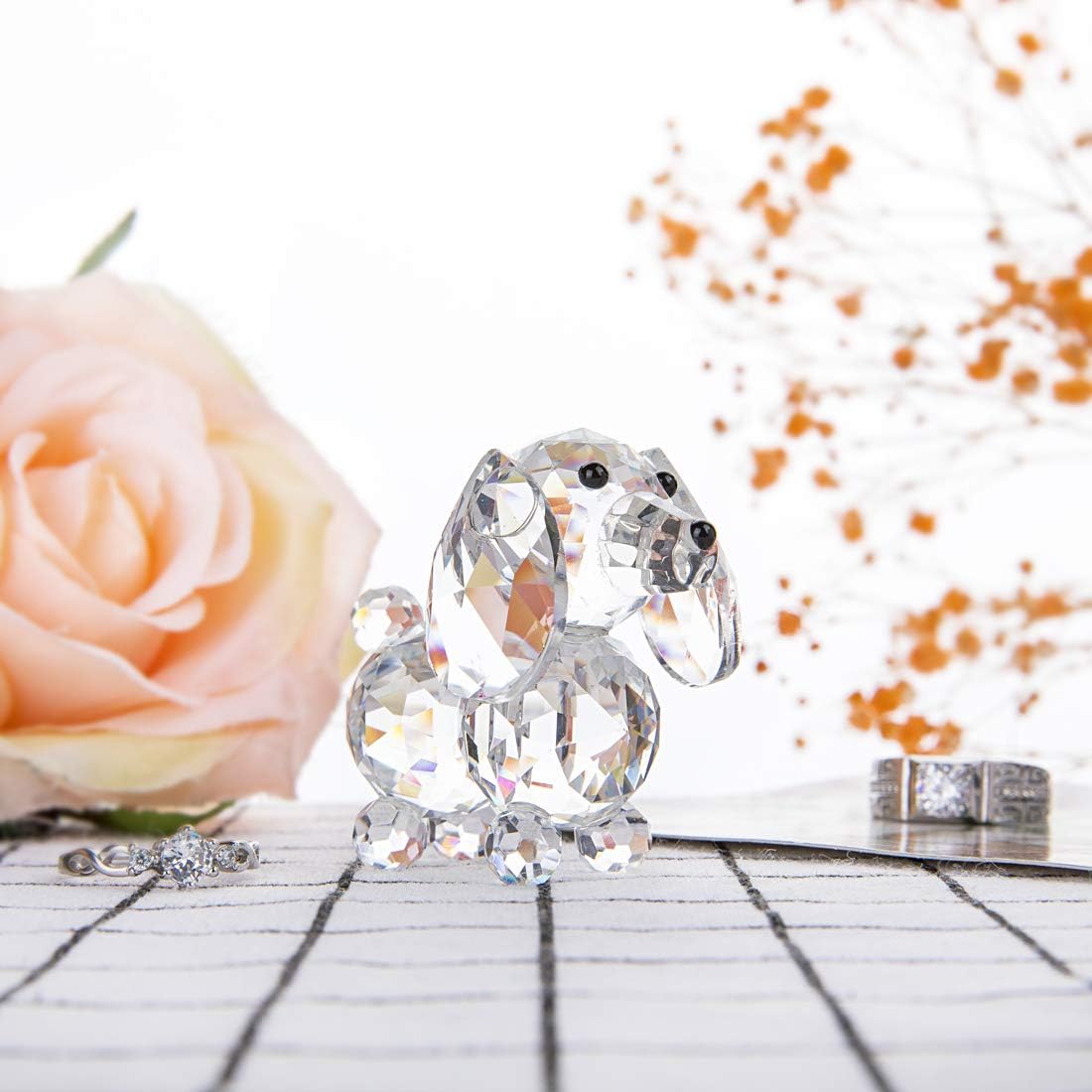 HD Pink Crystal Butterfly and Dog Figurine Collection