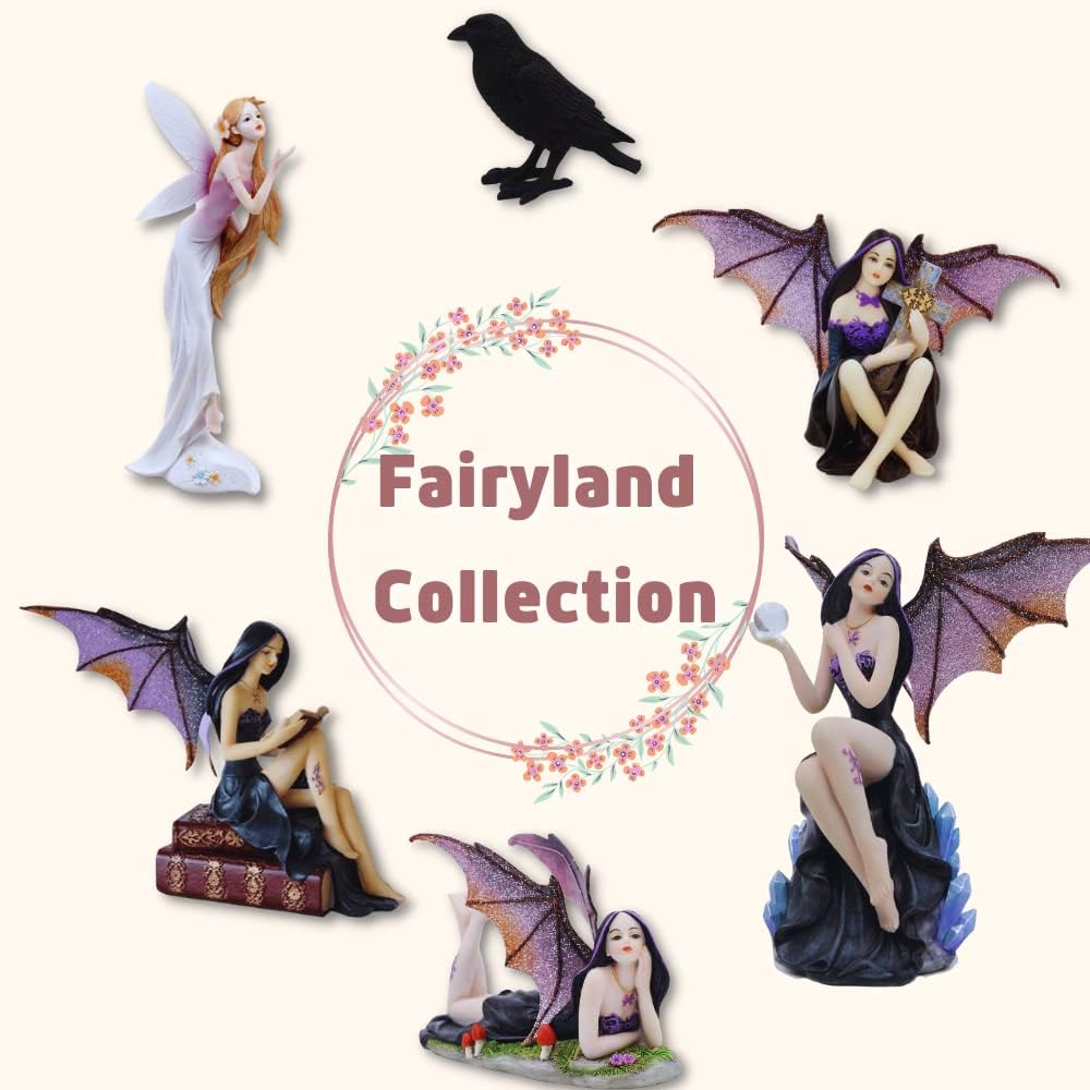 Dark Fairy Witch Riding Magic Broom Figurine