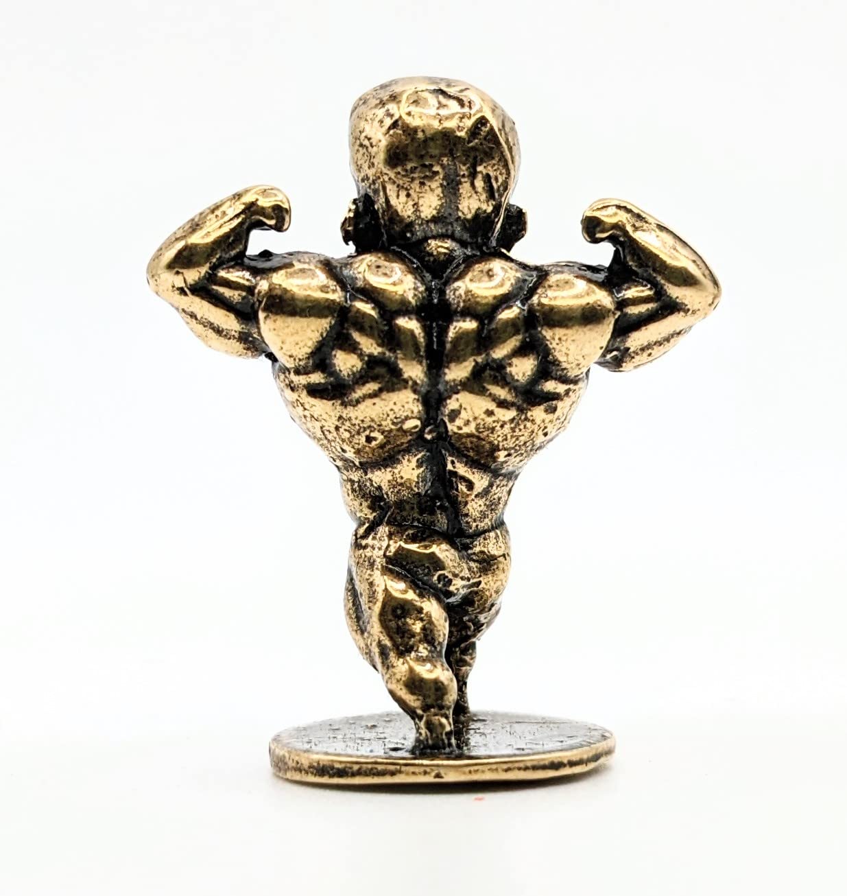Brass Weightlifter Sculpture - Miniature Bodybuilder Statue