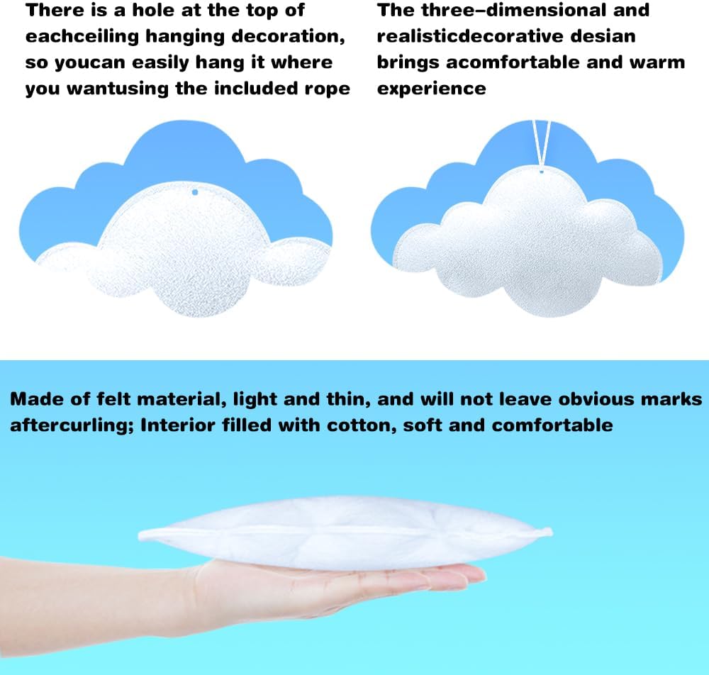 12 Pcs 3D Cloud Decorations for Ceiling