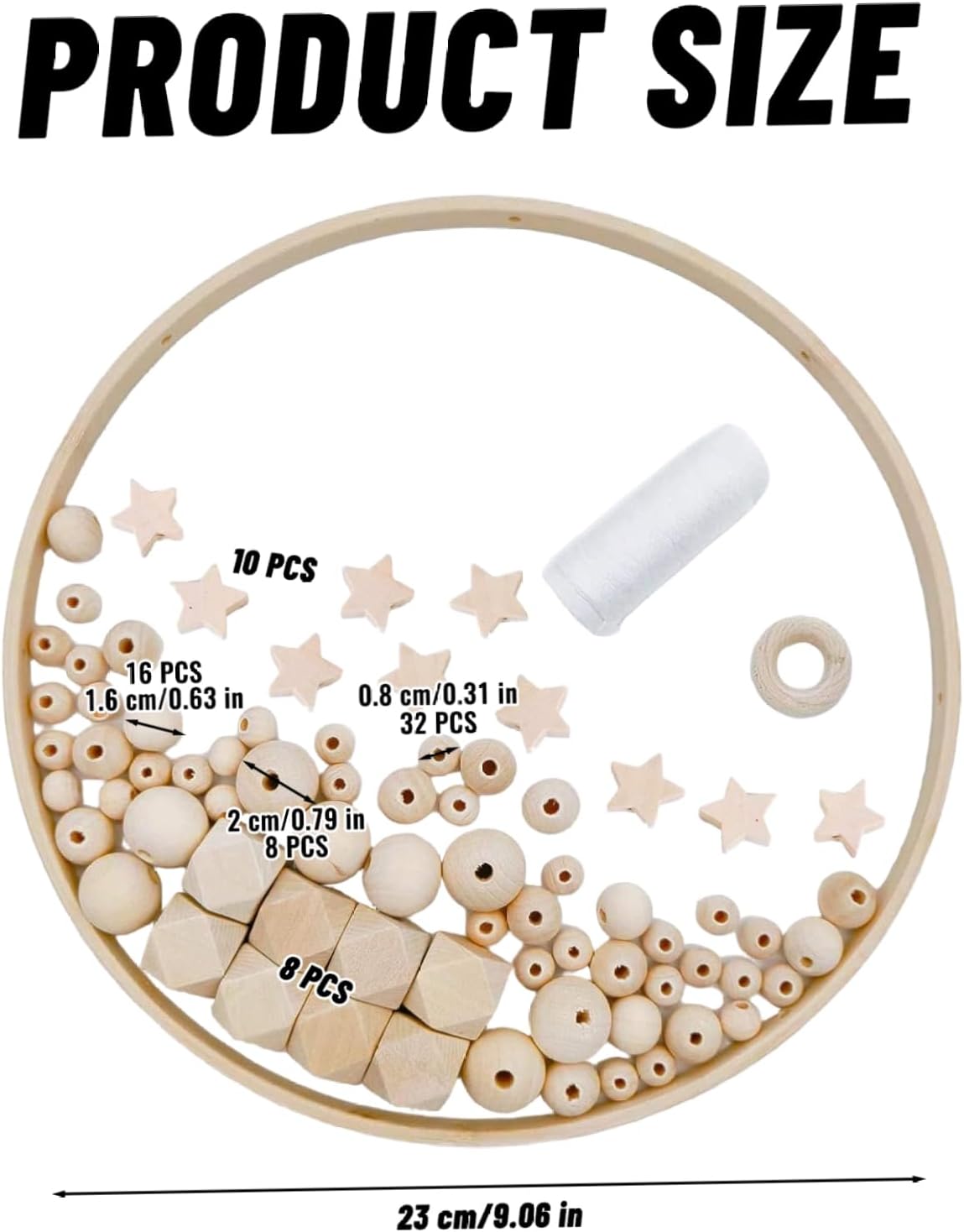 Wooden Baby Mobile Set with Bamboo Rings and Beads