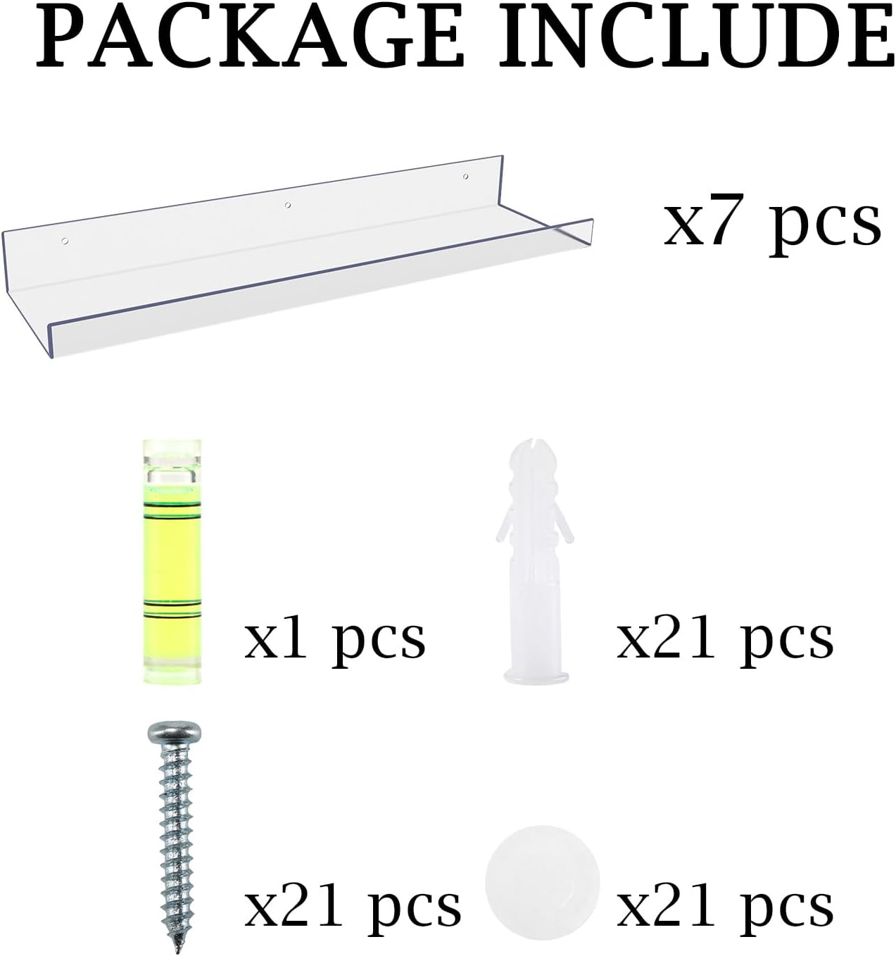 RLAVBL 7 Pack Acrylic Floating Shelves for Home Storage