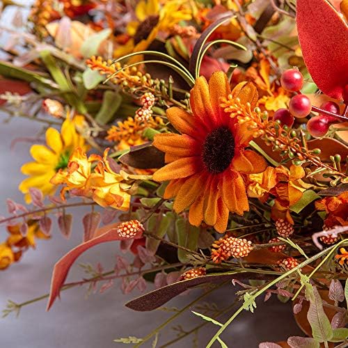 24 Inch Artificial Fall Wreath for Front Door