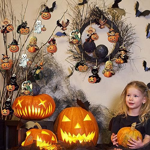 36 Pcs Halloween Hanging Wooden Decorations Set