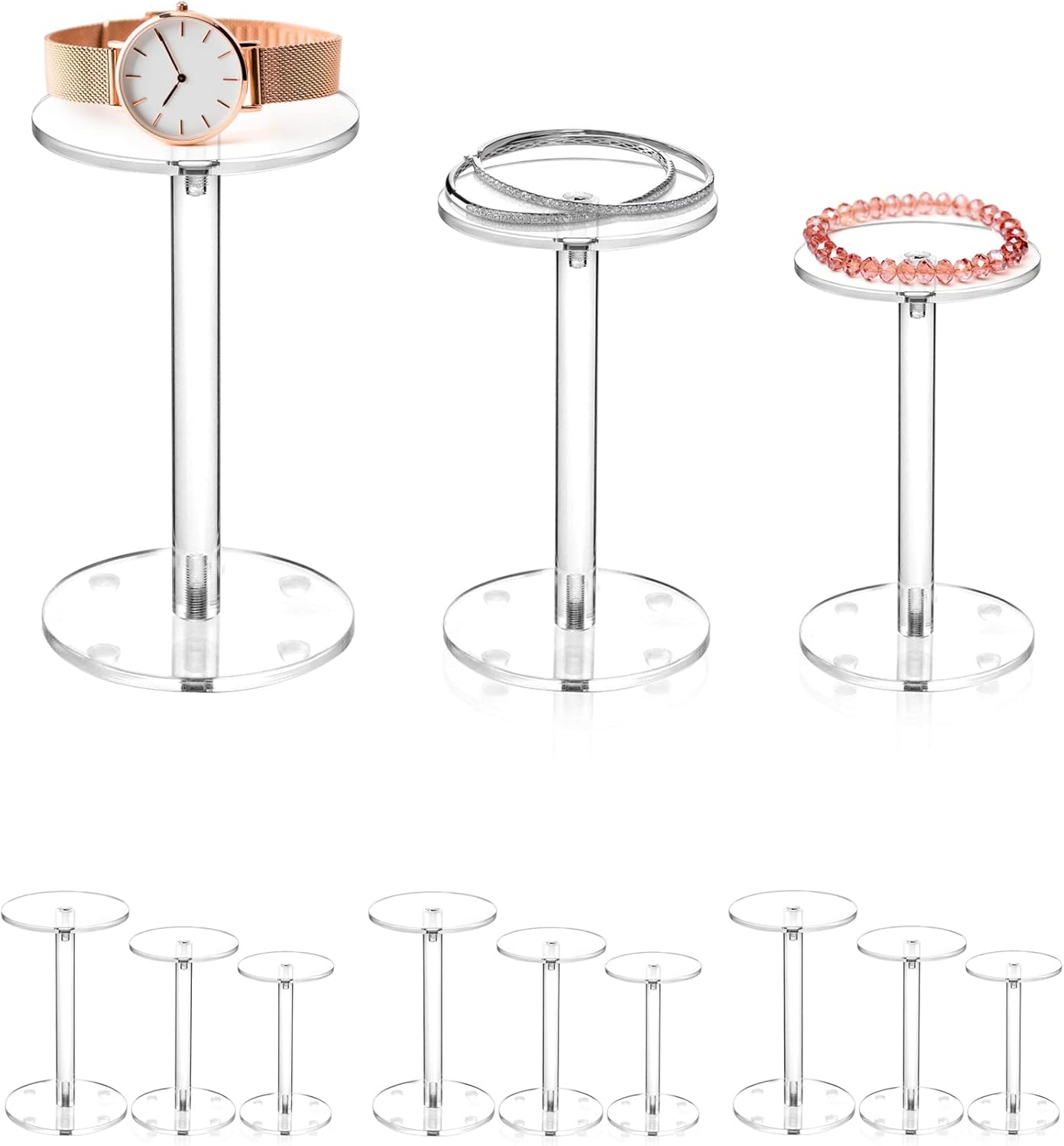 QWORK Clear Acrylic Display Riser Stands 4 Sets 12 Pcs