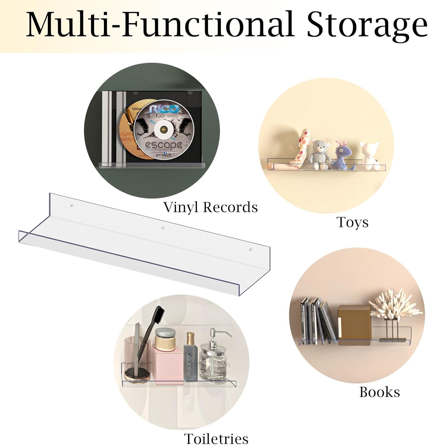 RLAVBL 7 Pack Acrylic Floating Shelves for Home Storage