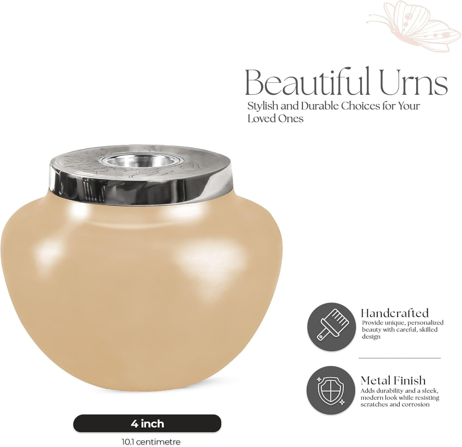 Butterfly Urn - 4 Inch Small Cremation Urn for Ashes