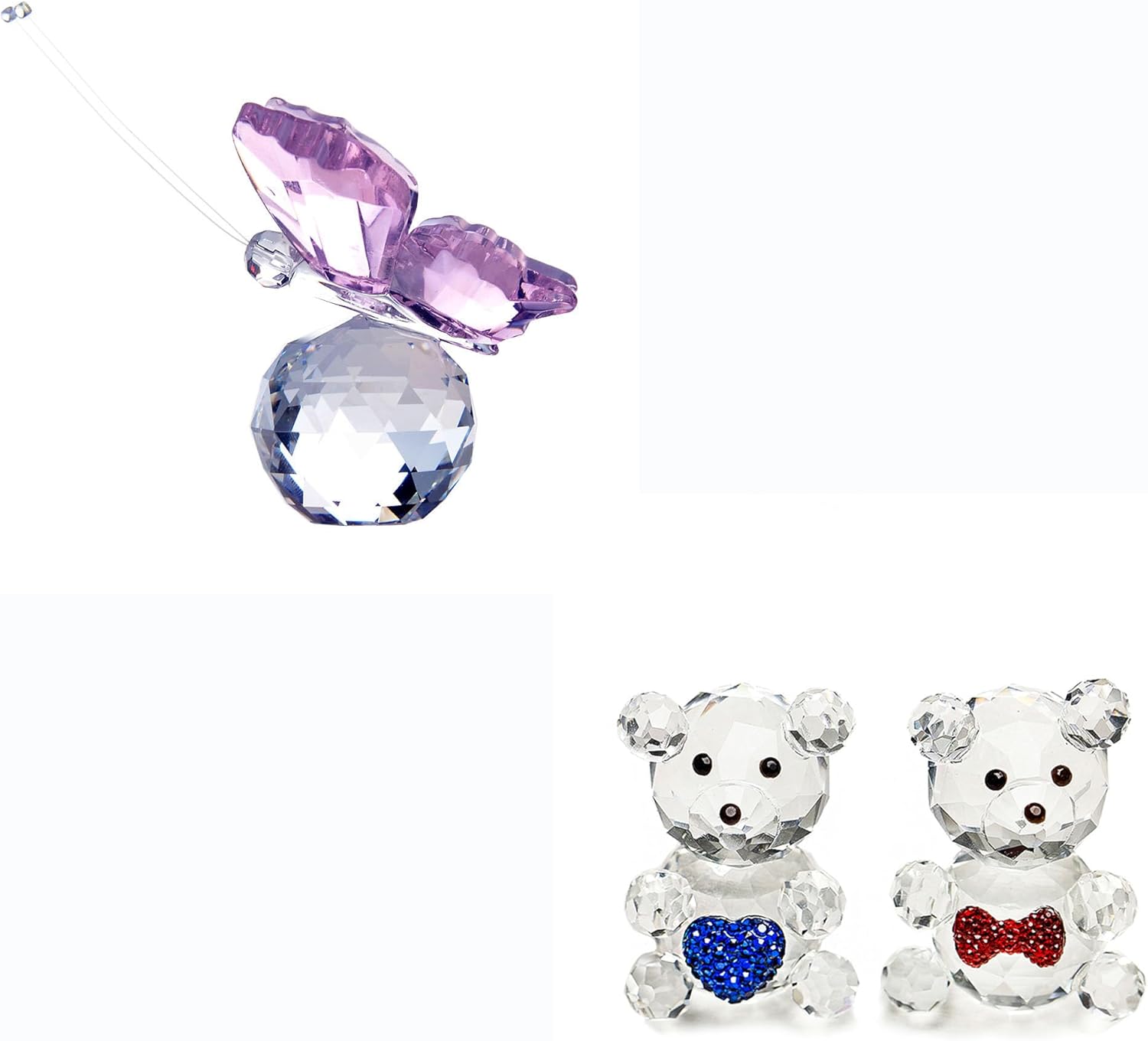 HD Pink Crystal Butterfly with Crystal Ball Base Figurine Collection