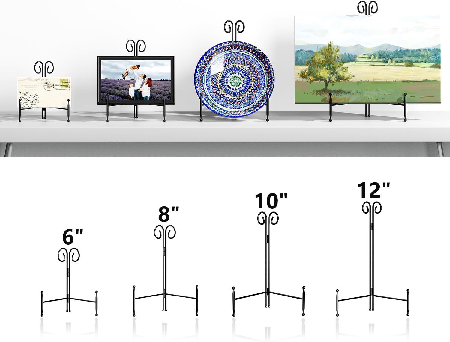 Black Plate Stand for Display 12 Inch 2 Pack