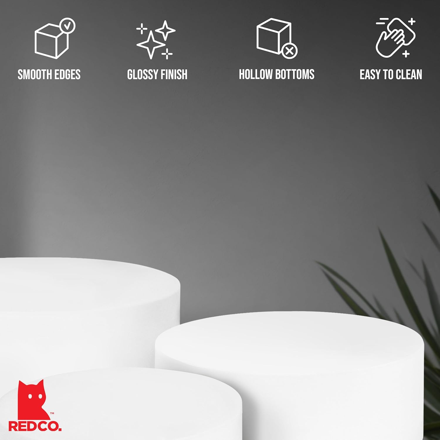 Red Co 3 Pack Acrylic Riser Stands Glossy White
