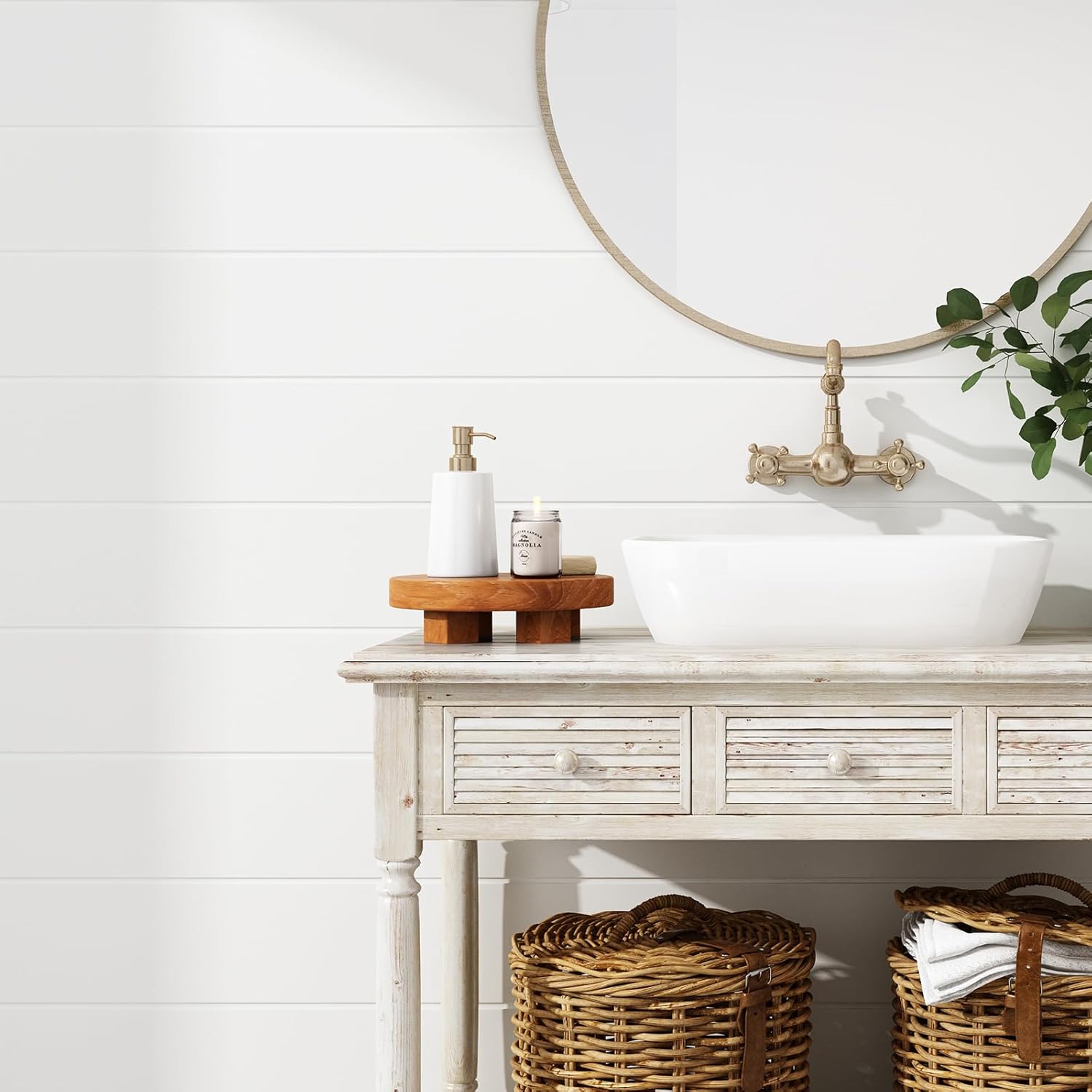 Teak Wood Display Riser for Bathroom Decor