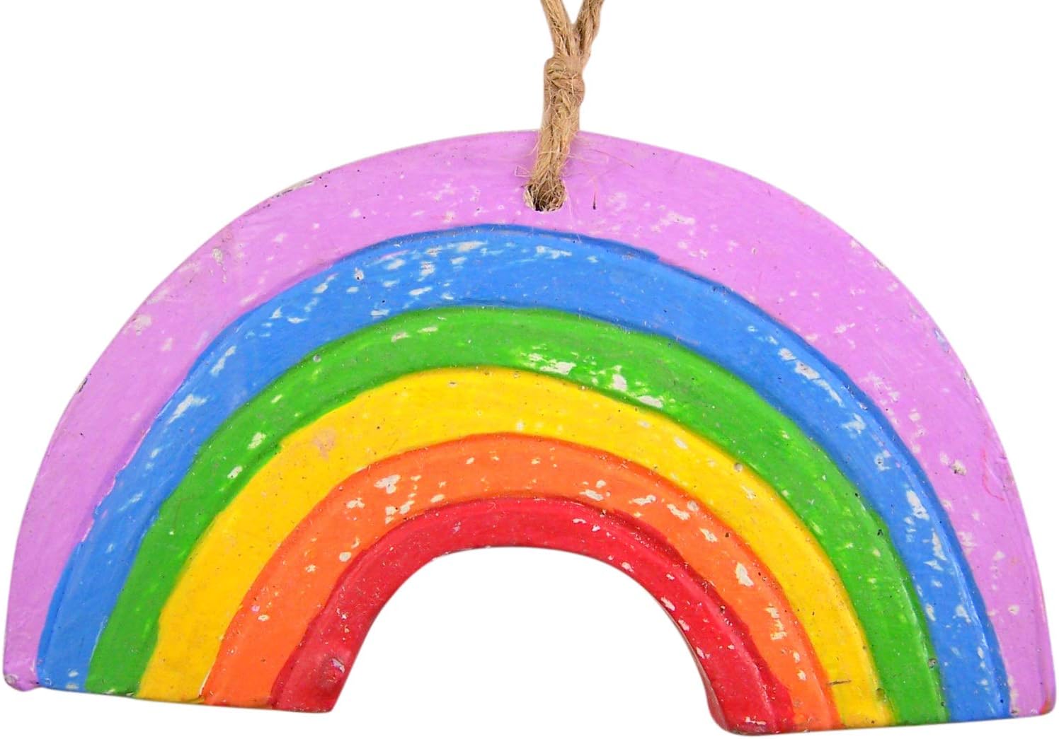 Rustic Painted Driftwood Mobile 10 Inches Rainbow