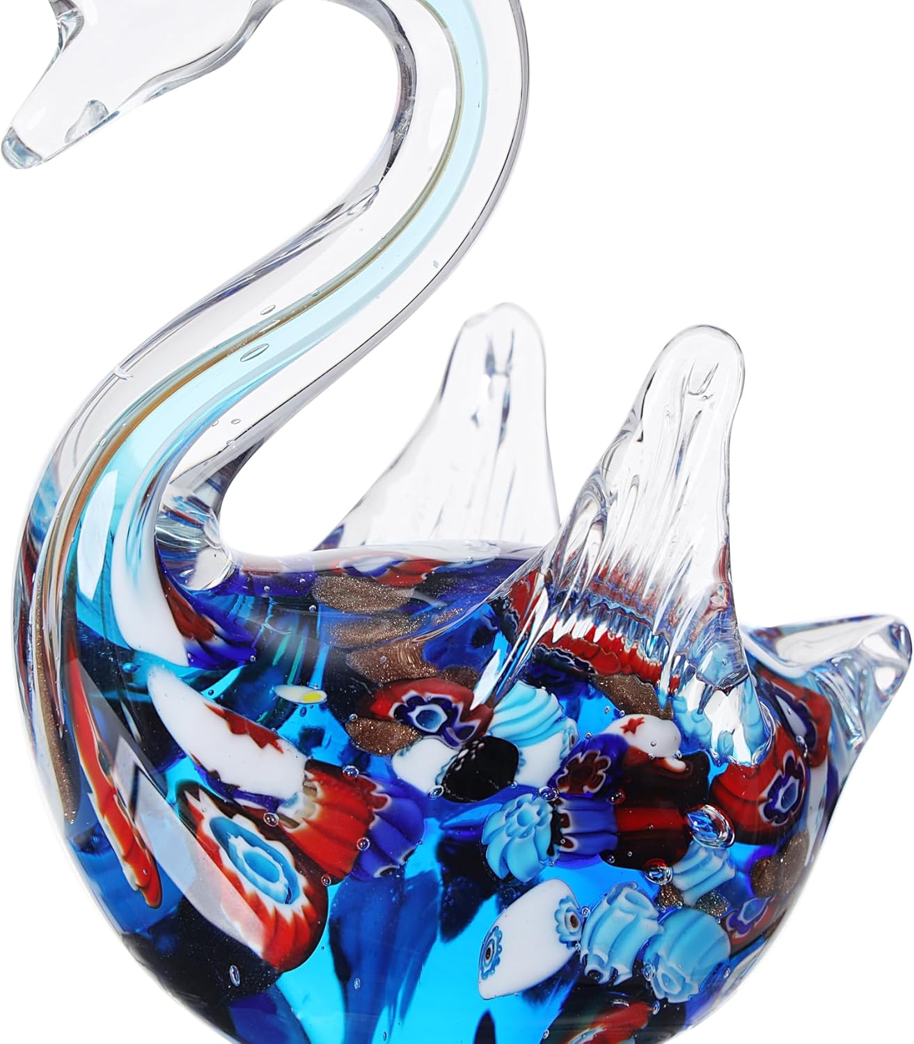 Yao Yuan Handmade Multicolor Glass Swan Figurine - Blue