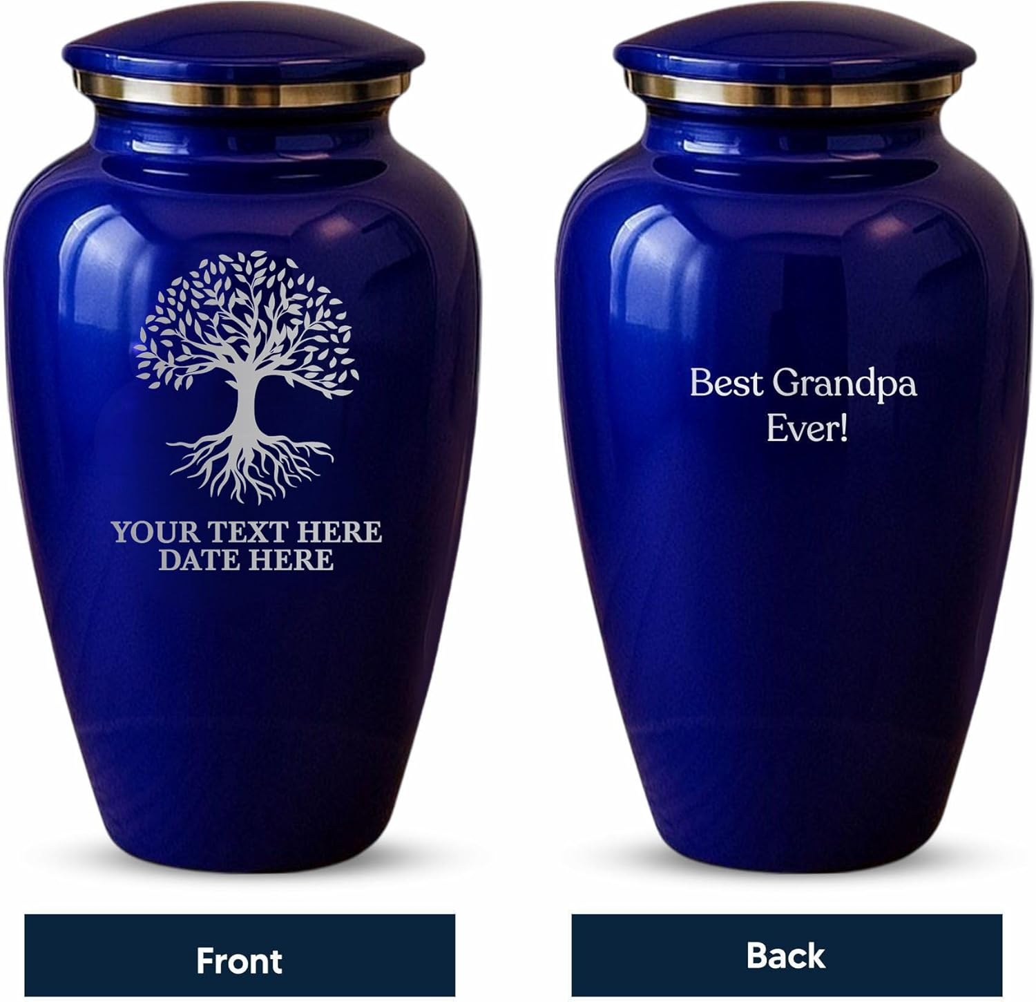 Custom Purple Cremation Urn with Tree Of Life Design
