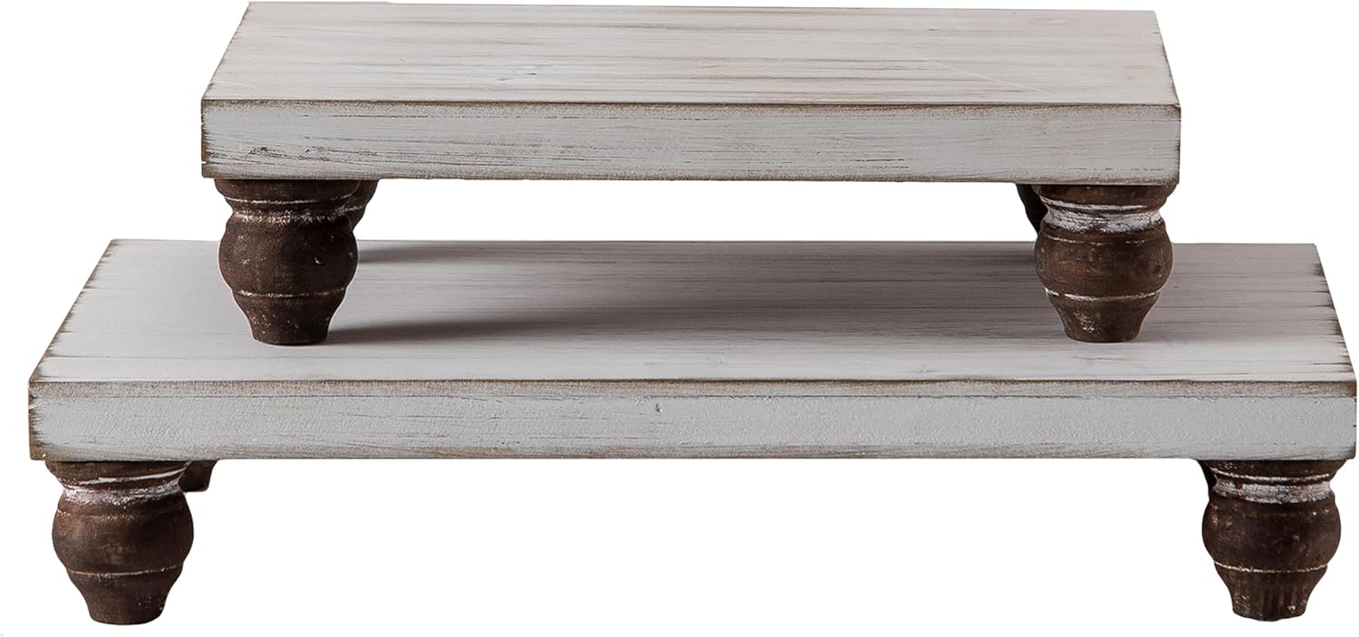 SOFE Rectangular Wood Risers Display Stand Set of 2