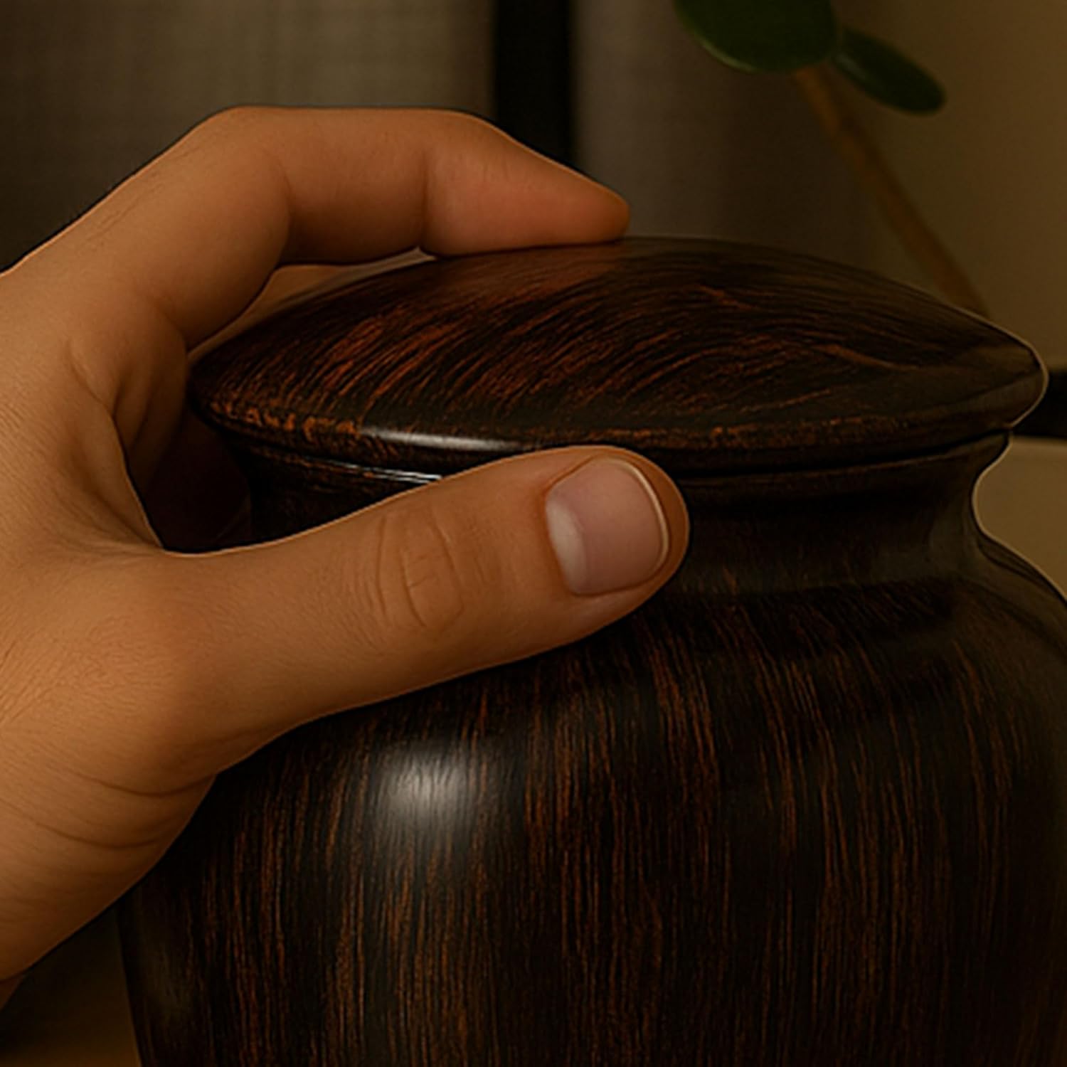 Custom Cremation Urn with Painted Wood Finish and Rosary Design
