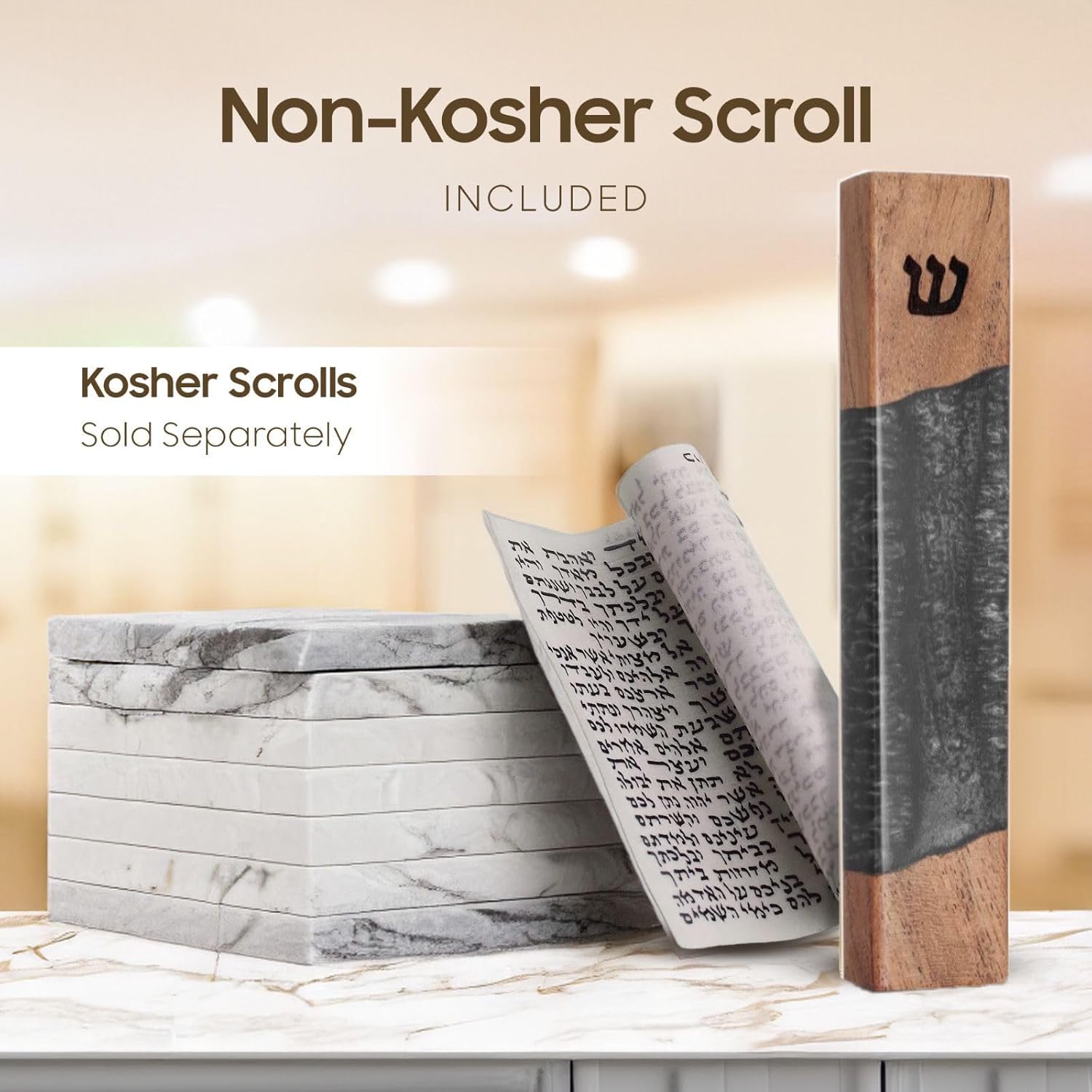 AS Mezuzot Mezuzah Case with Scroll 5 Inches Charcoal Grey