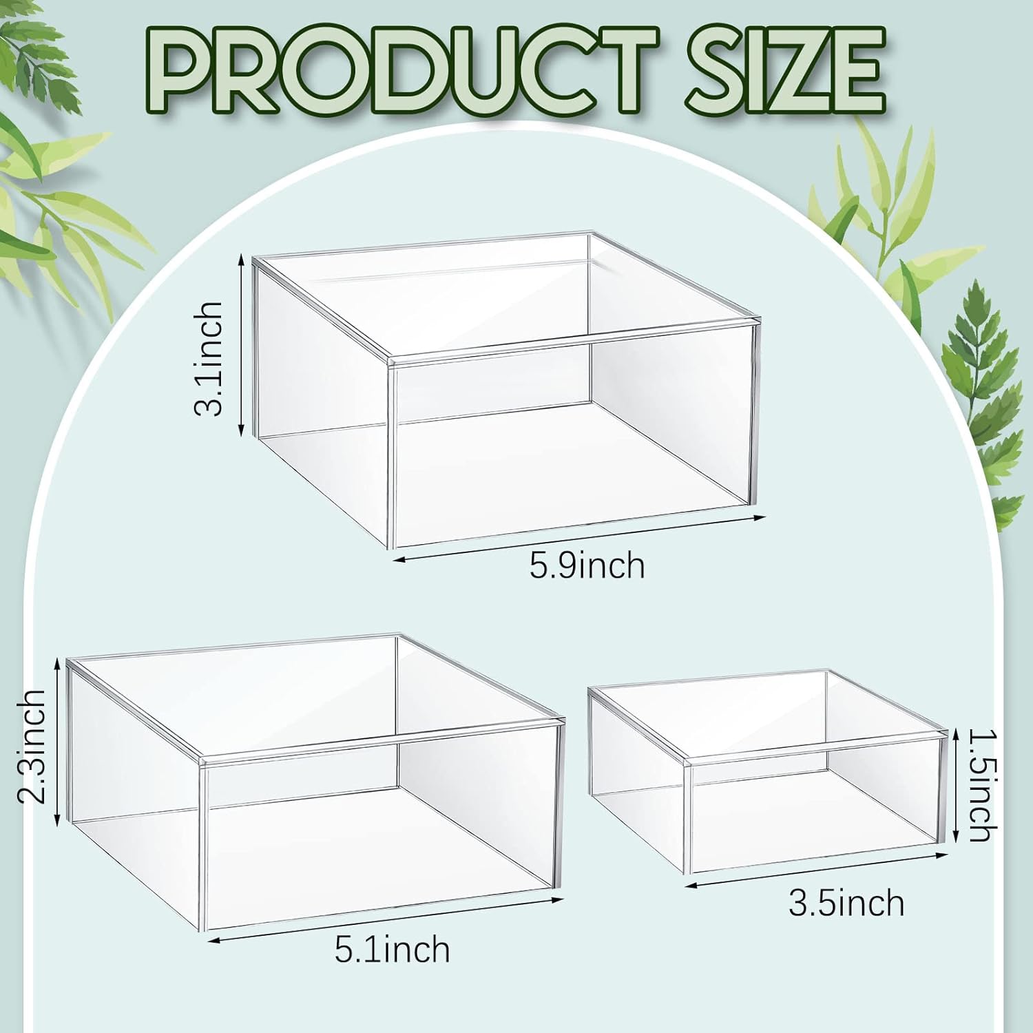Jerify 6 Pcs Acrylic Risers Display Stands 3 Sizes