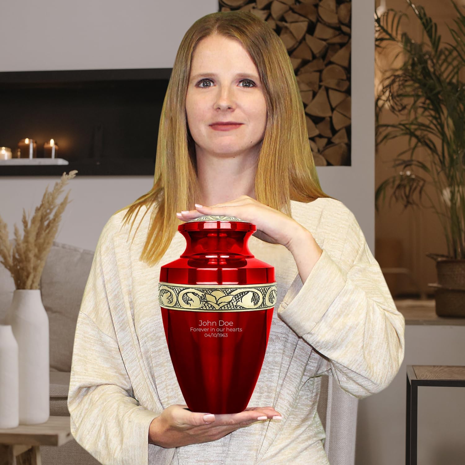 Trupoint Memorials Personalized Cremation Urns for Human Ashes - Grecian Red