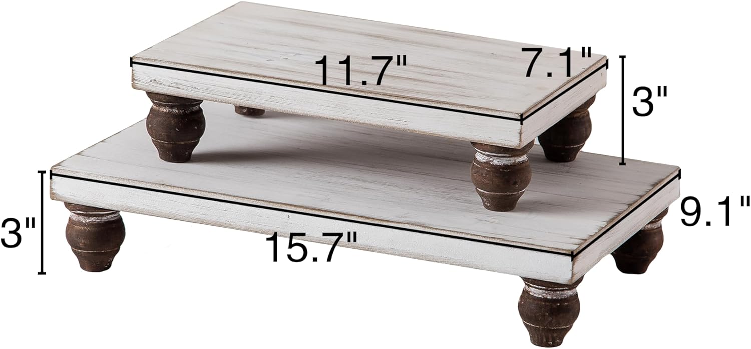 SOFE Rectangular Wood Risers Display Stand Set of 2