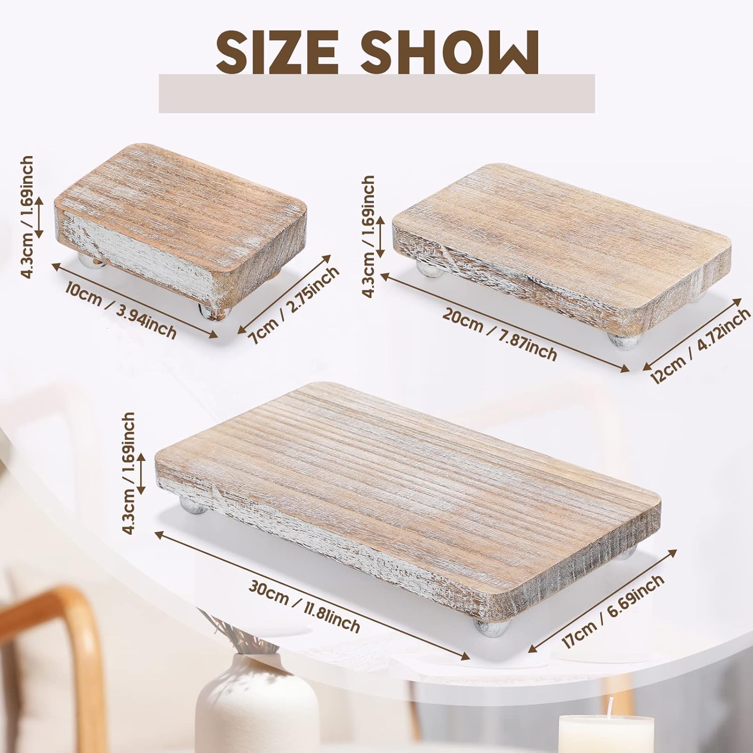 Maitys 3 Pcs Wooden Risers for Decor Display Stand
