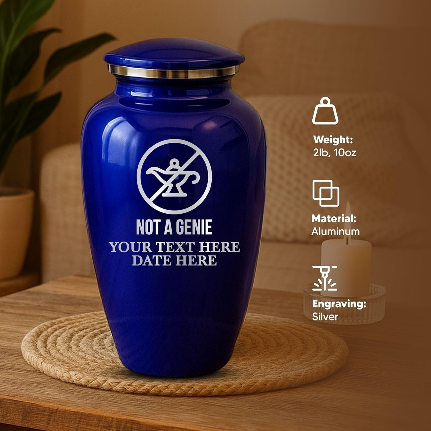 Custom Cremation Urn Metal Vessel Purple Splendore Series