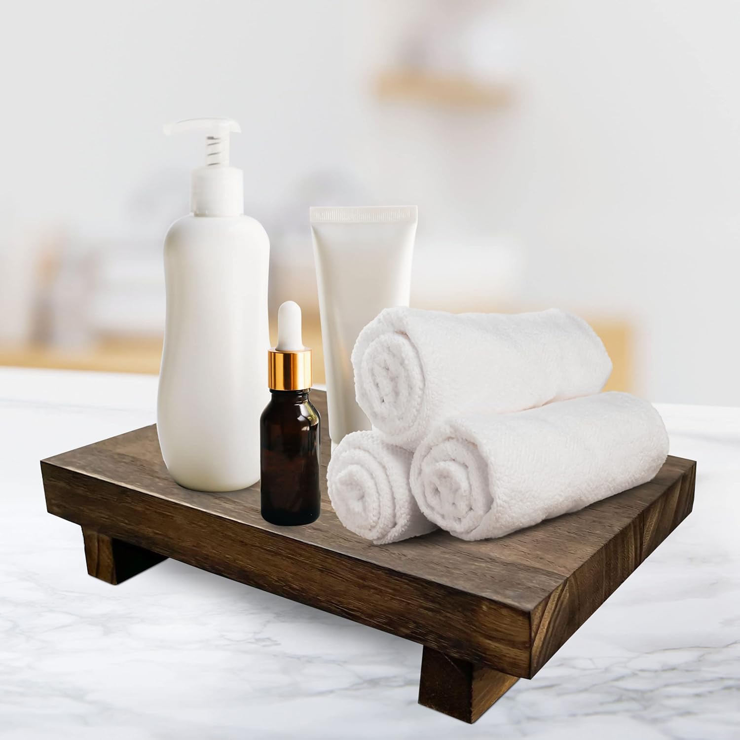 Wood Riser Rustic - Brown Rectangular Pedestal Stand