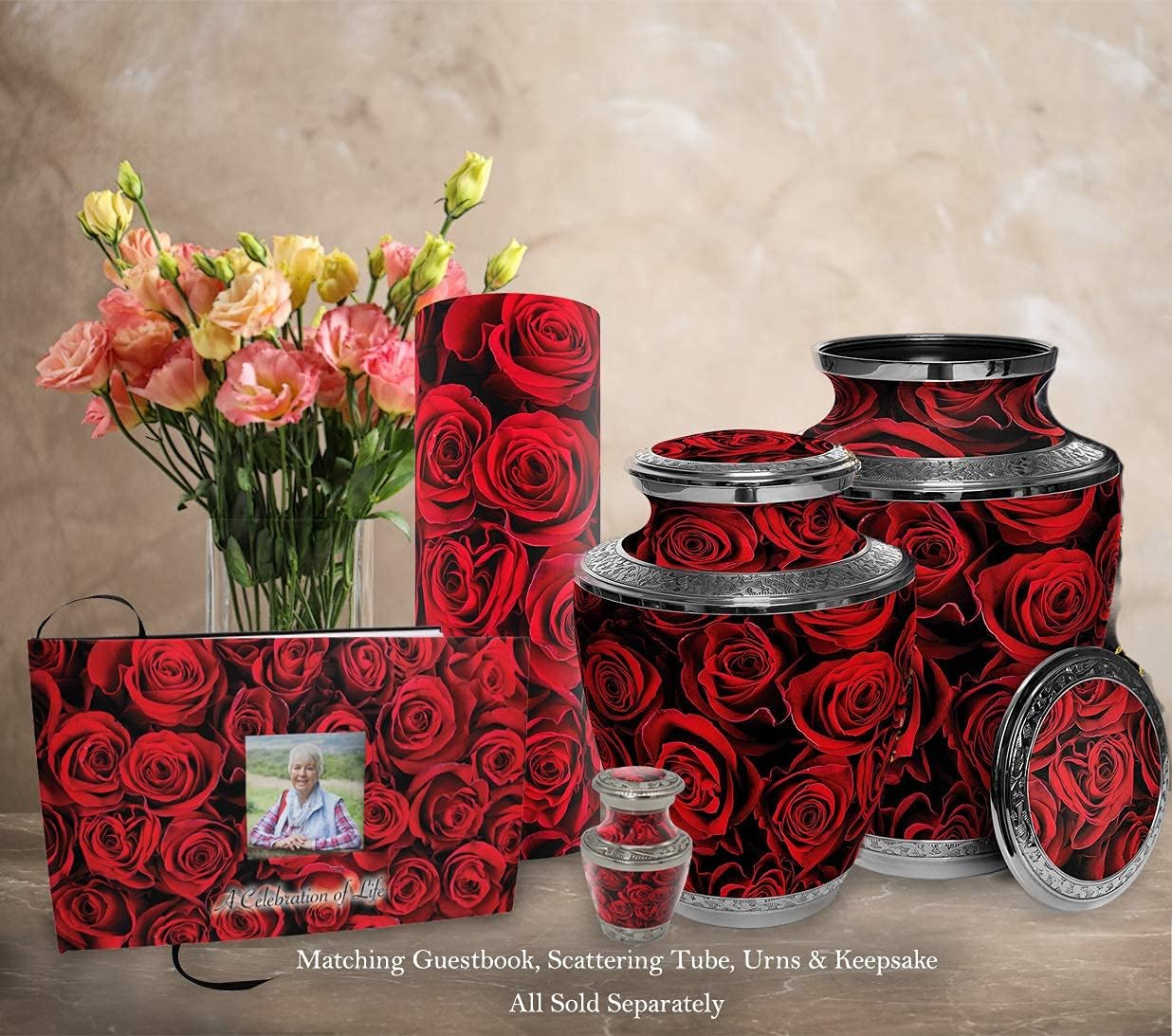 Crimson Rose Cremation Urn for Women
