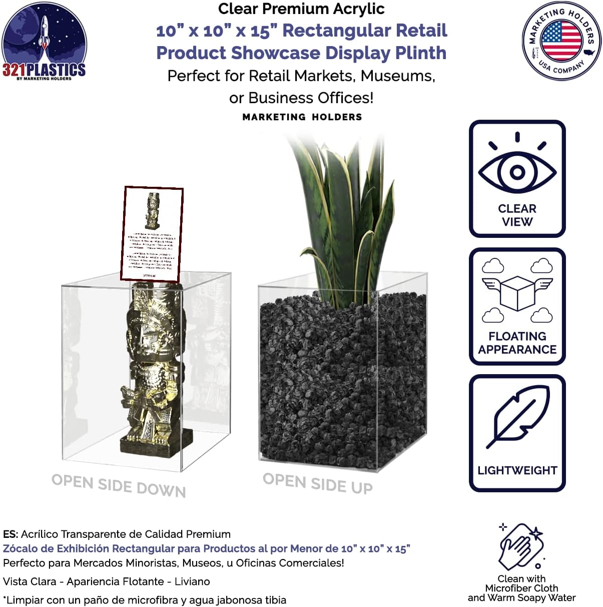 Acrylic Display Case for Collectibles 10x10x15 No Assembly Required