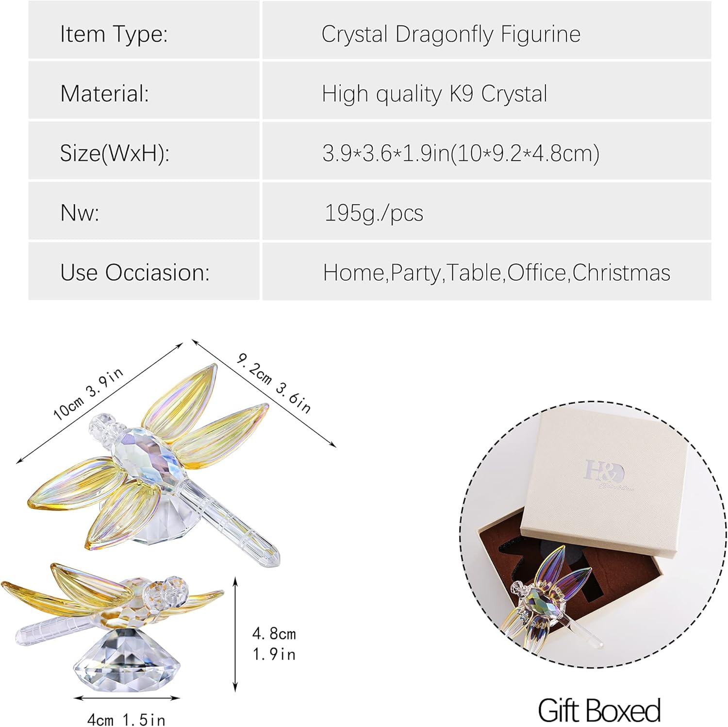 HD Crystal Butterfly Dragonfly Decor Ornament