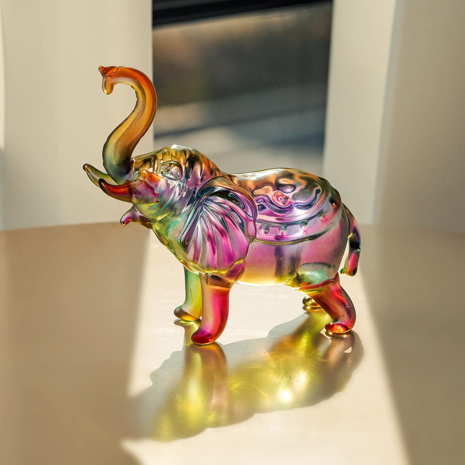 HD Pink Crystal Butterfly and Elephant Figurine Set